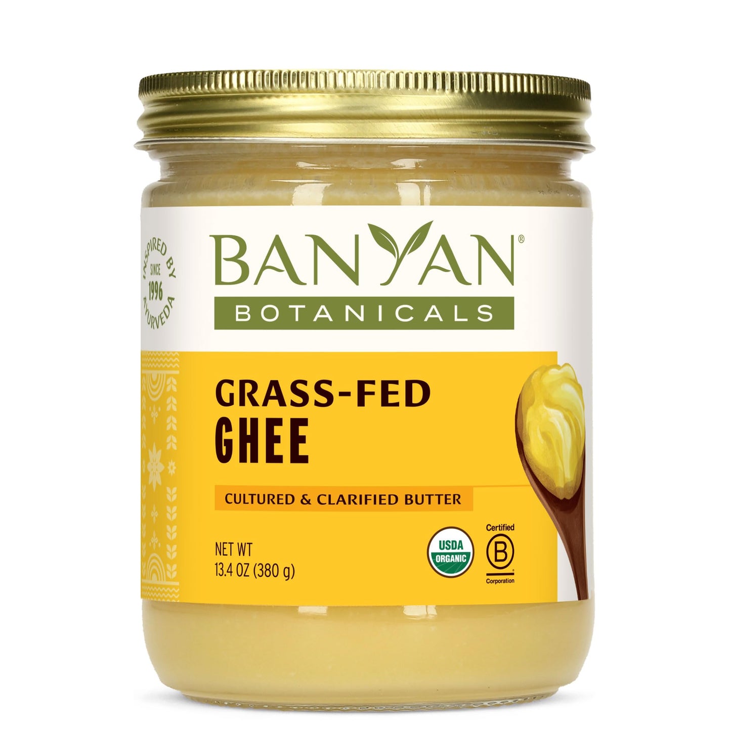 Banyan Botanicals Grass-Fed Ghee - Organic Clarified Butter, Non-GMO, Gluten Free, 13.4 fl oz