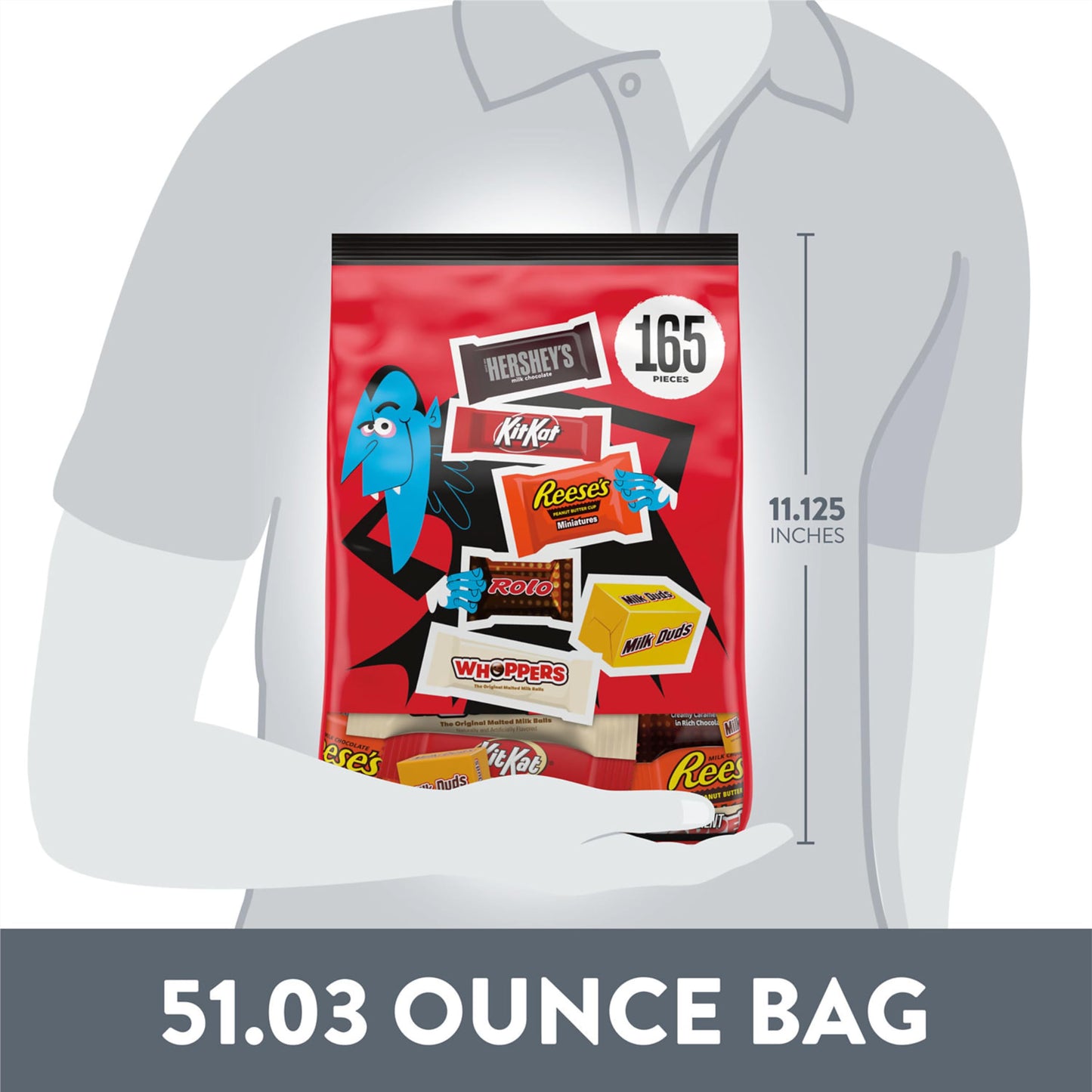 HERSHEYS Assorted Flavored  Halloween Candy Bulk Bag  51.03 oz (165 Pieces)