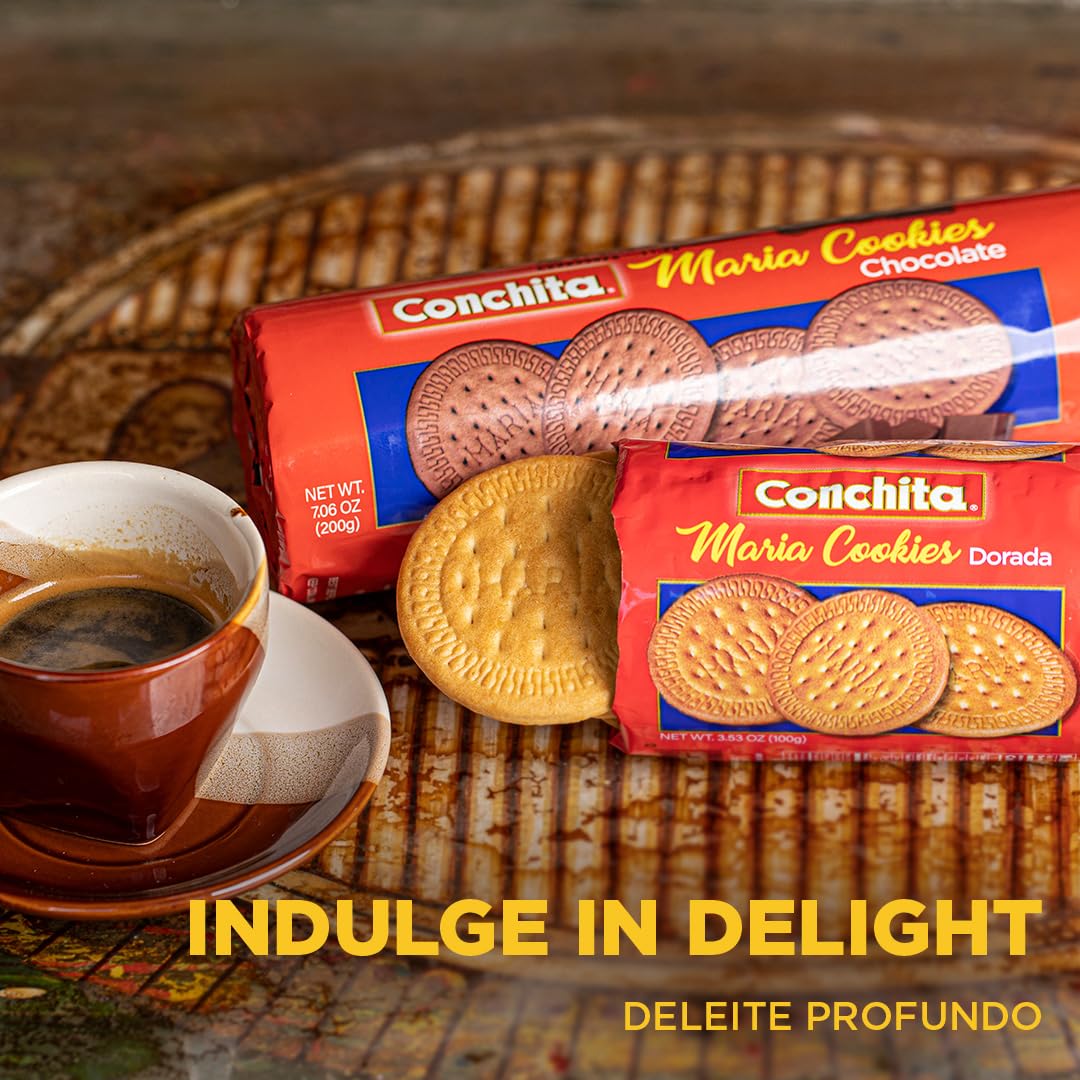 Conchita Chocolate Maria Cookies - Versatile Snack, Dessert, or Breakfast Food - 7 oz (Pack of 4)