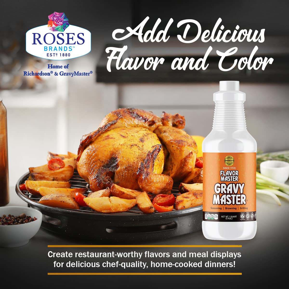 Gravy Master: Grilling, Seasoning and Browning Sauce - Ready to Use - 1 Bottle (32 fl oz) Vegetarian, No Gluten, Kosher, Pareve