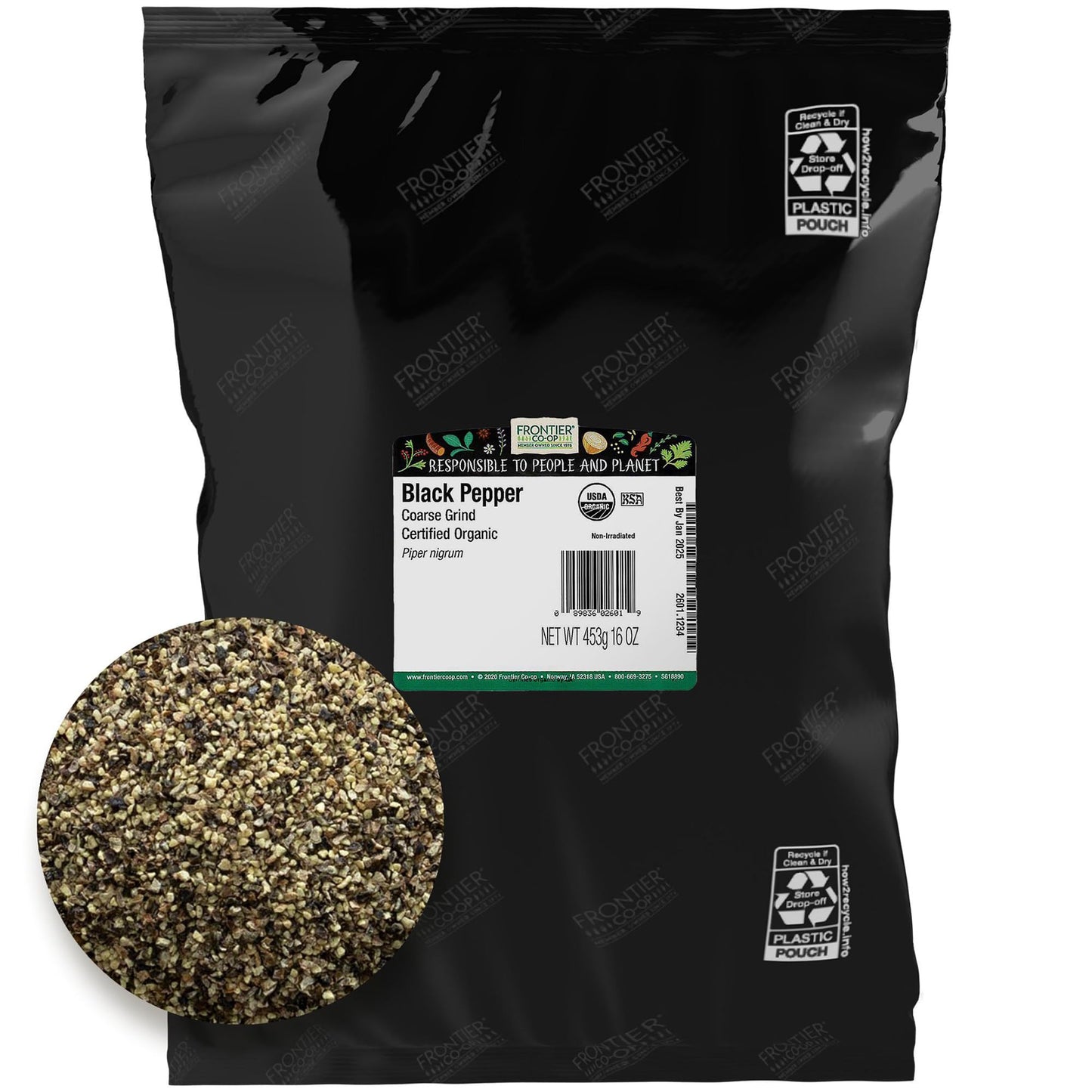 Frontier Co-op Organic Black Pepper (Coarse Grind) 1lb