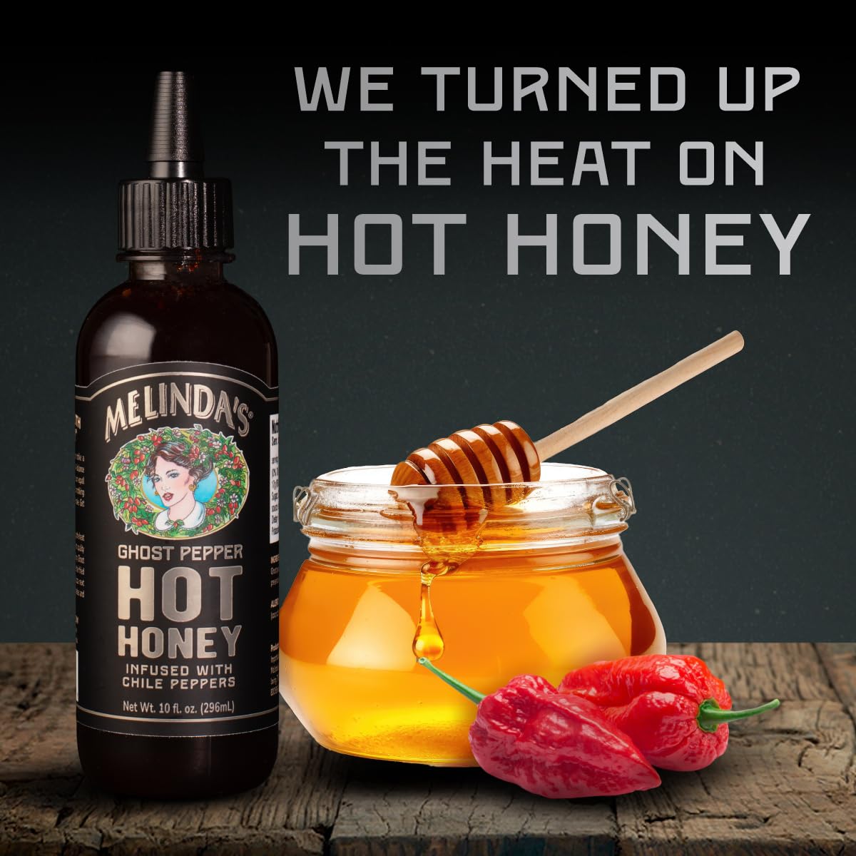 Melindas Ghost Hot Honey - 10 Oz, 1 Pack - Exra Spicy Honey Sauce Made With Fresh Ghost Peppers - Infused Sweet & Spicy Sauce Fo