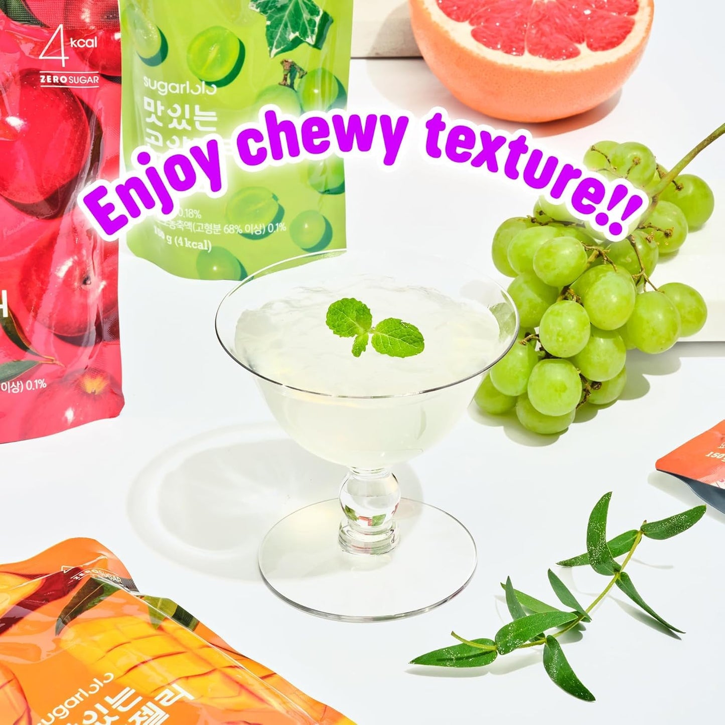 Sugarlolo Konjac Sweet Pomegranate Jelly Snack - Vegan Jello With Zero Sugar | Only 4 Calories Per Pouch | Low Calorie Korean Sn