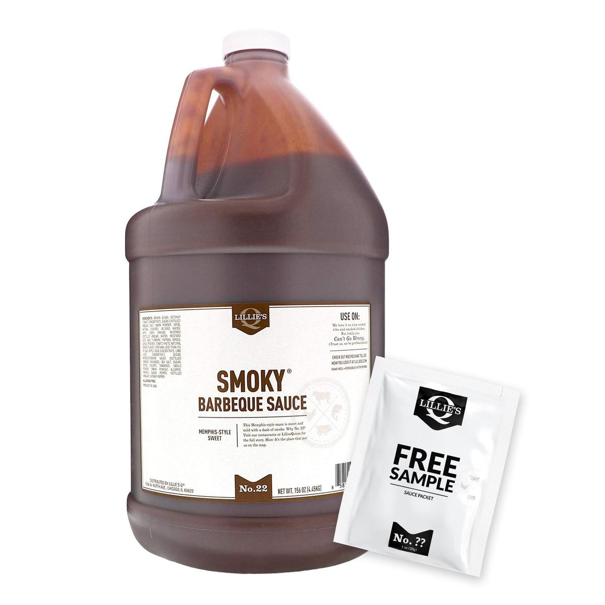 Lillies Q Smoky Barbeque Sauce, Gourmet BBQ, Sweet Brown Sugar, Gluten-Free, 156 oz, Model FGLIL126-1
