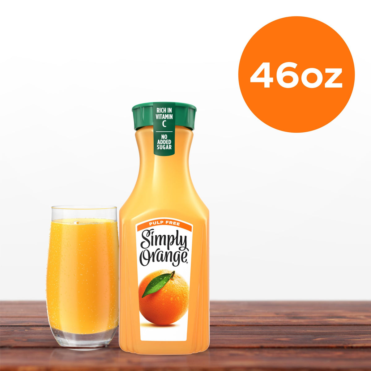 Simply Orange Pulp Free Orange Juice Bottle, 46 fl oz