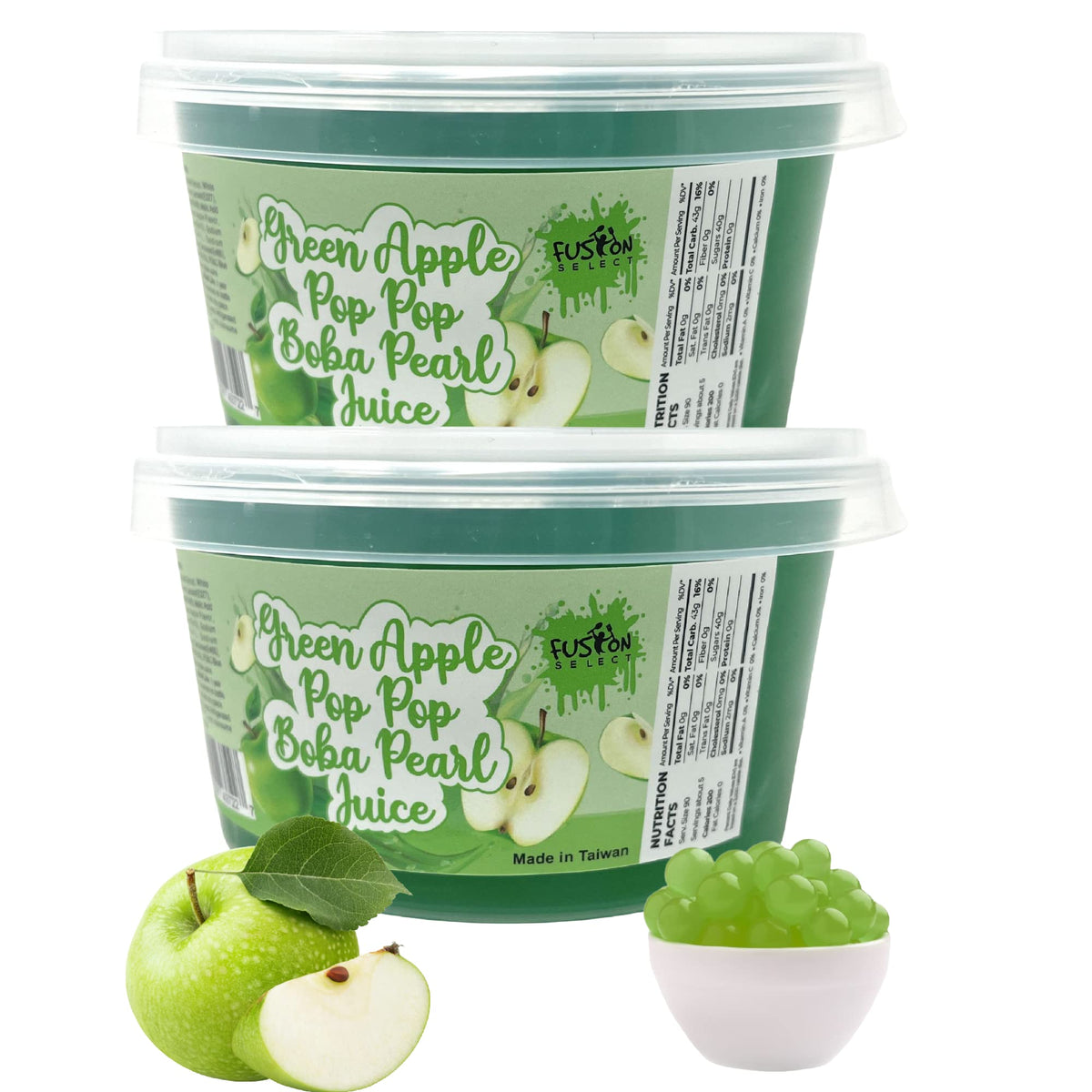 Fusion Select 2 Packs Green Apple Boba Bursting Boba Popping Boba Pearls Fruit Tea Snack Toppings