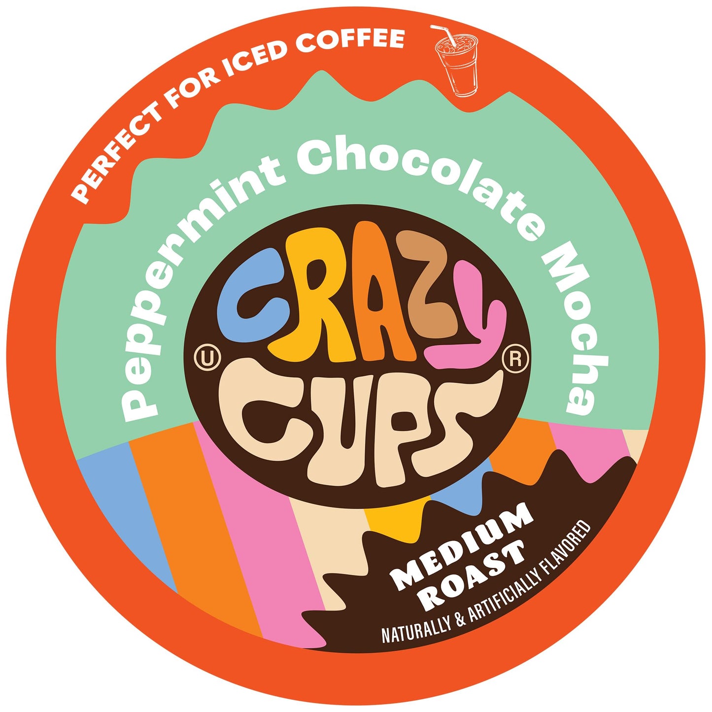 Crazy Cups Flavored Coffee for Keurig K-Cup Machines, Peppermint Chocolate Mocha, Hot or Iced Drinks, 22 Single Serve, Recyclabl