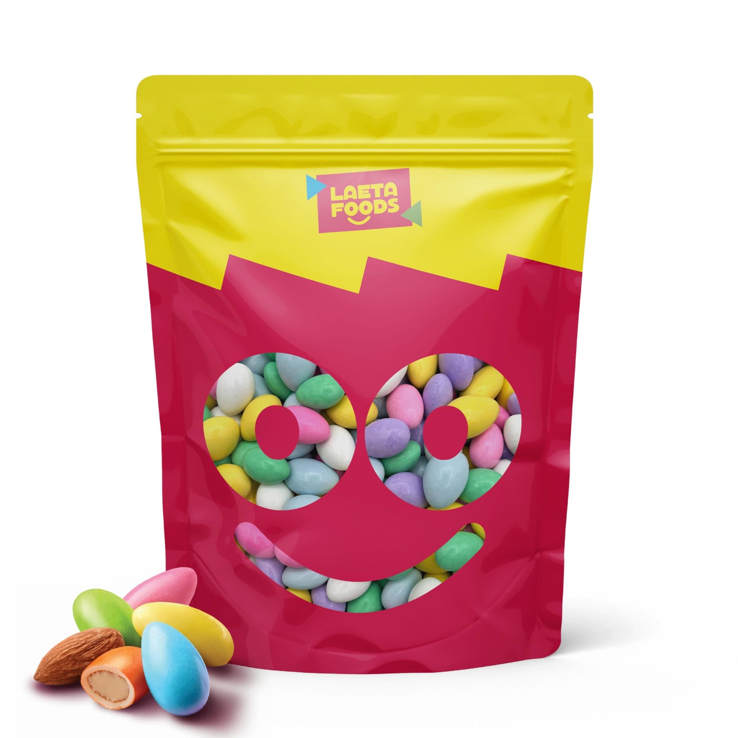 LAETAFOOD Assorted Jordan Almonds Candy - Glazed Almonds, 1 Pound Bulk Bag, Mini Size