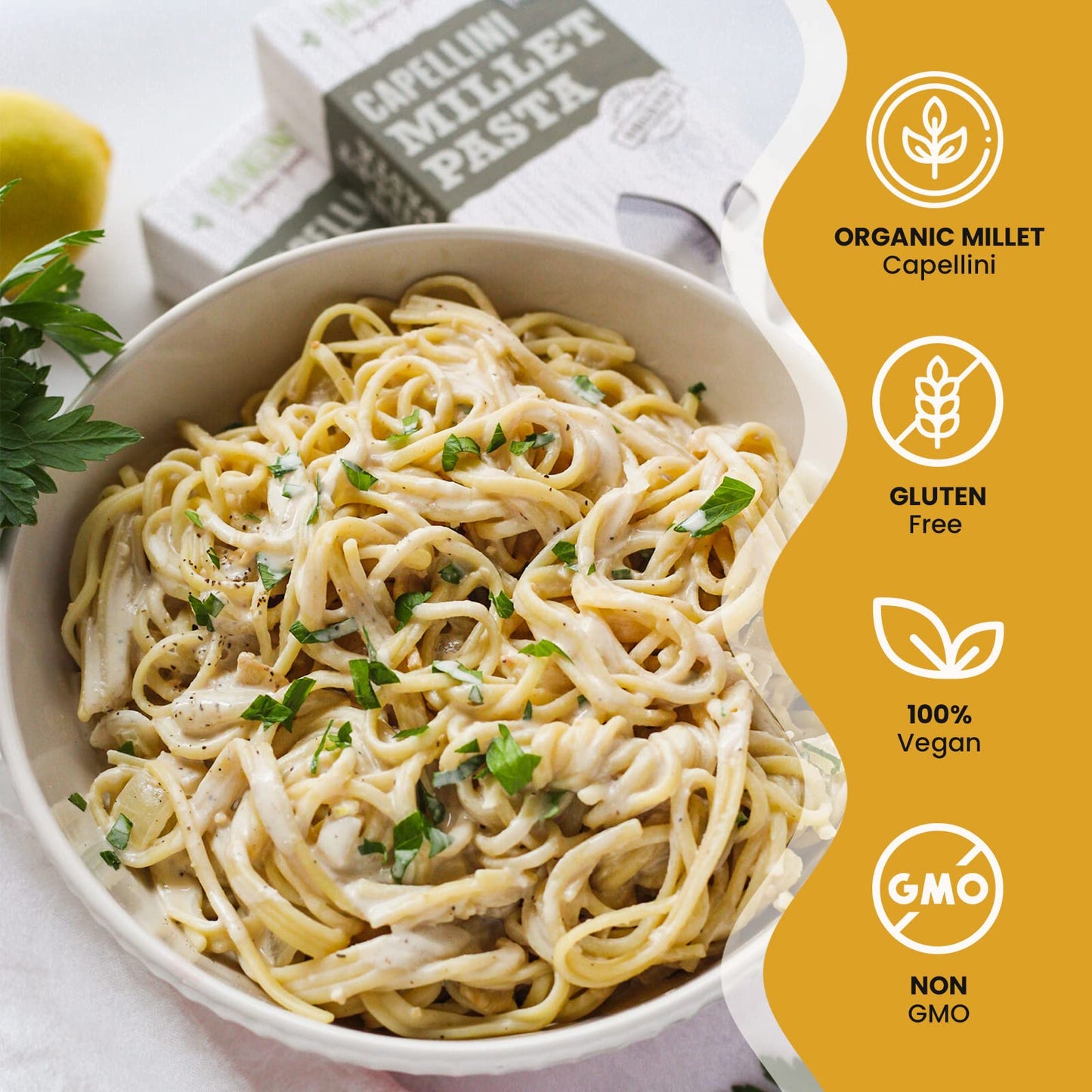 Big Green Organic Food- Organic Millet Capellini, Gluten-Free, Lectin-Free, Non-Gmo, Vegan, Wheat And Rice Alternative, 2.75 Lb