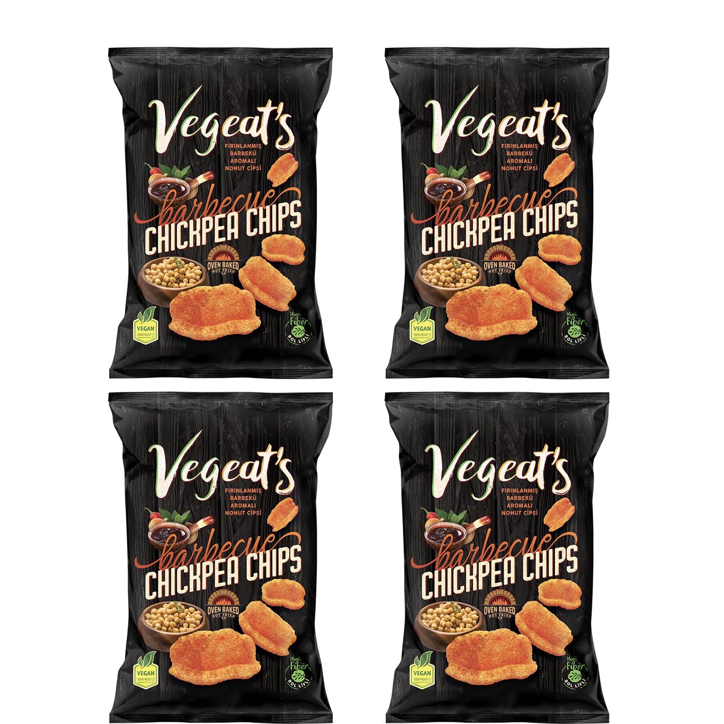 Vegeats Chickpea Chips Barbecue 50g | Oven-Baked, Gluten-Free, (Pack of 4), 5.5g Protein, 3.2g Fiber, Vegan, Gluten-Free, Crunch