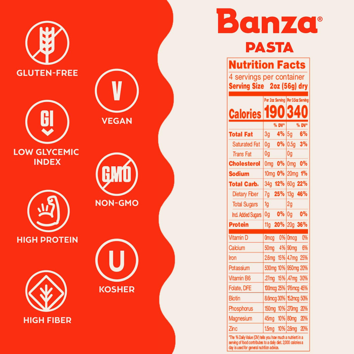 Banza Chickpea Pasta Gemelli, 8 Ounce - Gluten-Free, High Protein, Vegan