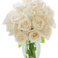 KaBloom Flowers - Mothers Day Collection - Bouquet of 18 Fresh White Roses (Farm-Fresh, Long-Stem) with Vase. Gift for Birthday, Sympathy,Thank You, Valentine, Mother’s Day Fresh Flowers