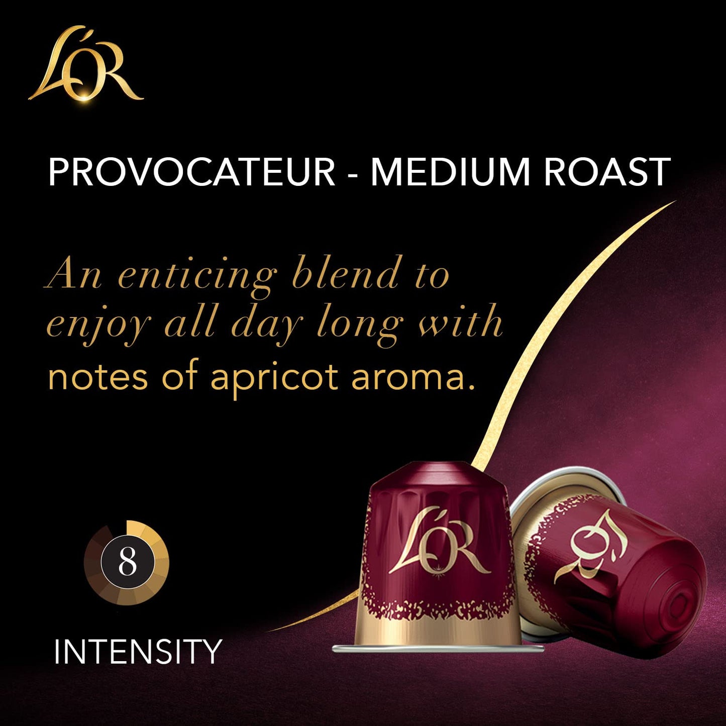 LOR Coffee Pods  10 Count Provocateur Medium Roast Blend  Single-Serve Aluminum Coffee Capsules Compatible with the LOR BARISTA System & *Nespresso Original Machines  10 count (Pack of 1)