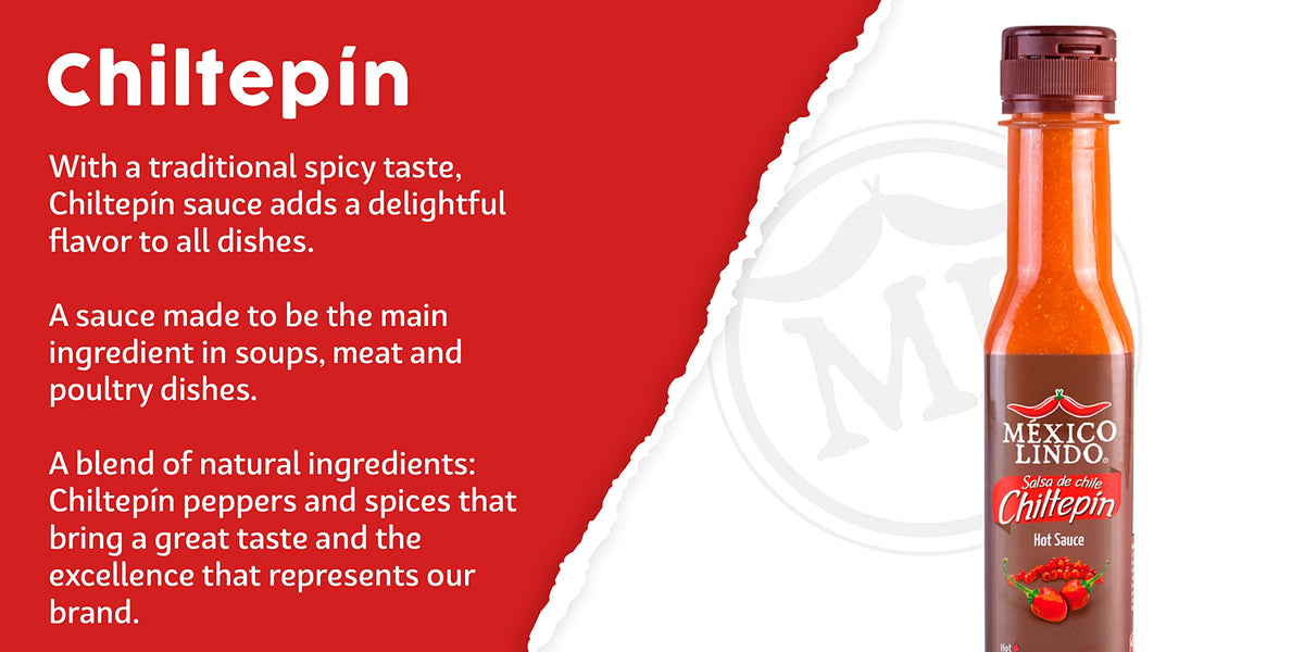 Mexico Lindo Chiltepin Hot Sauce | 14,200 Scoville Level | Traditional Spicy Flavor | 5 Fl Oz Bottles (Pack of 12)