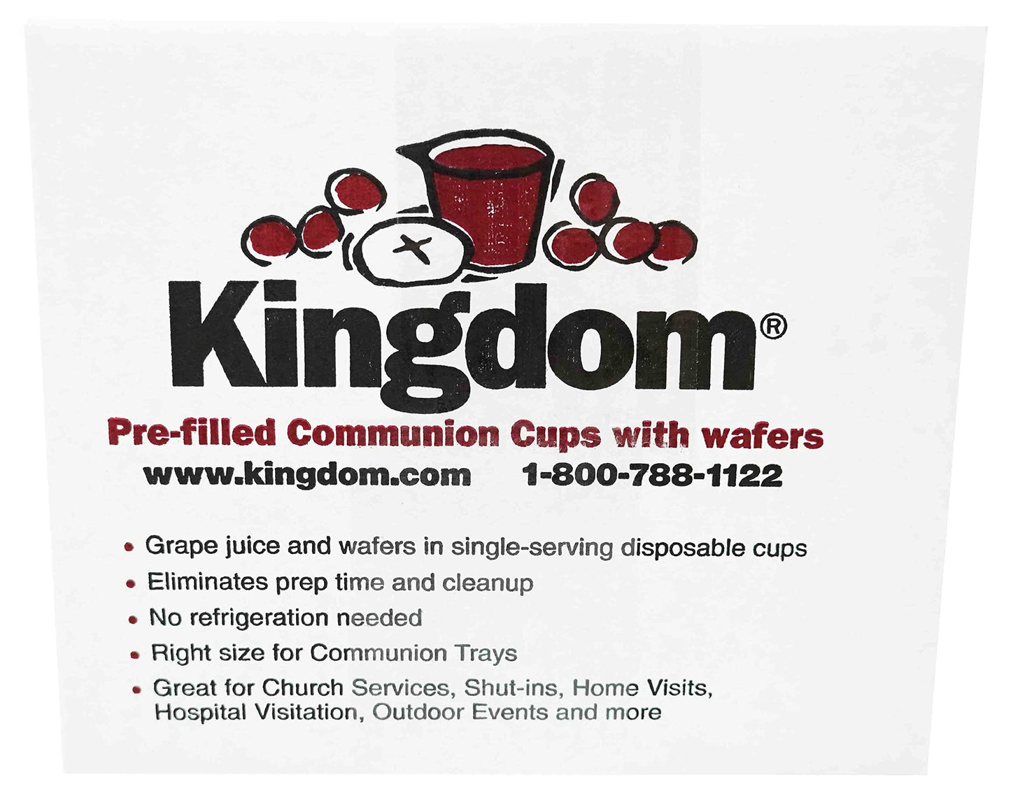 Kingdom Prefilled Communion Cup with Wafers(100 ct-red juice) Sealed in a Single-Serving Container with 1-Year Shelf Life, Perfe