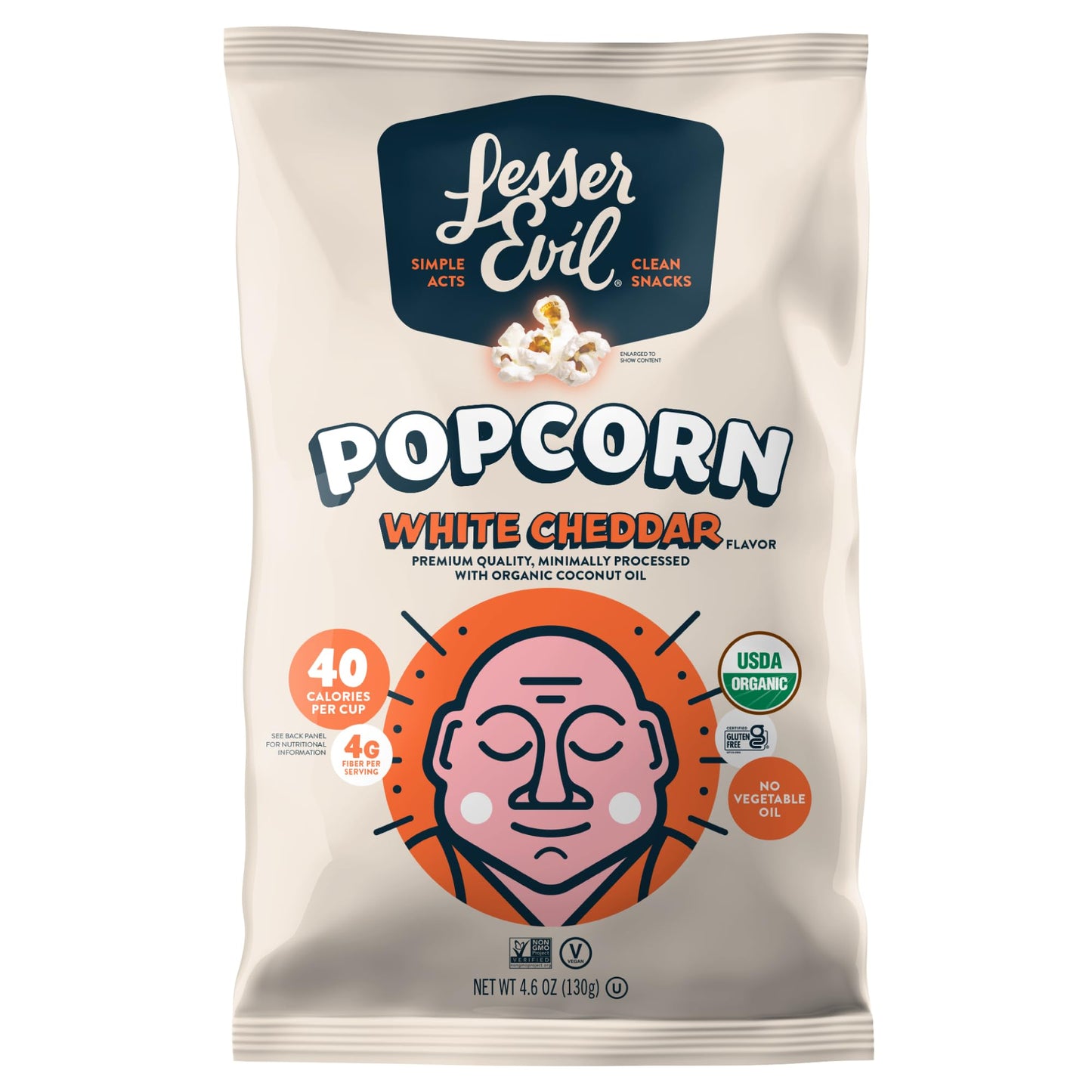Lesserevil Organic No Cheese Cheesiness Popcorn, Premium Quality, 4.6 Oz