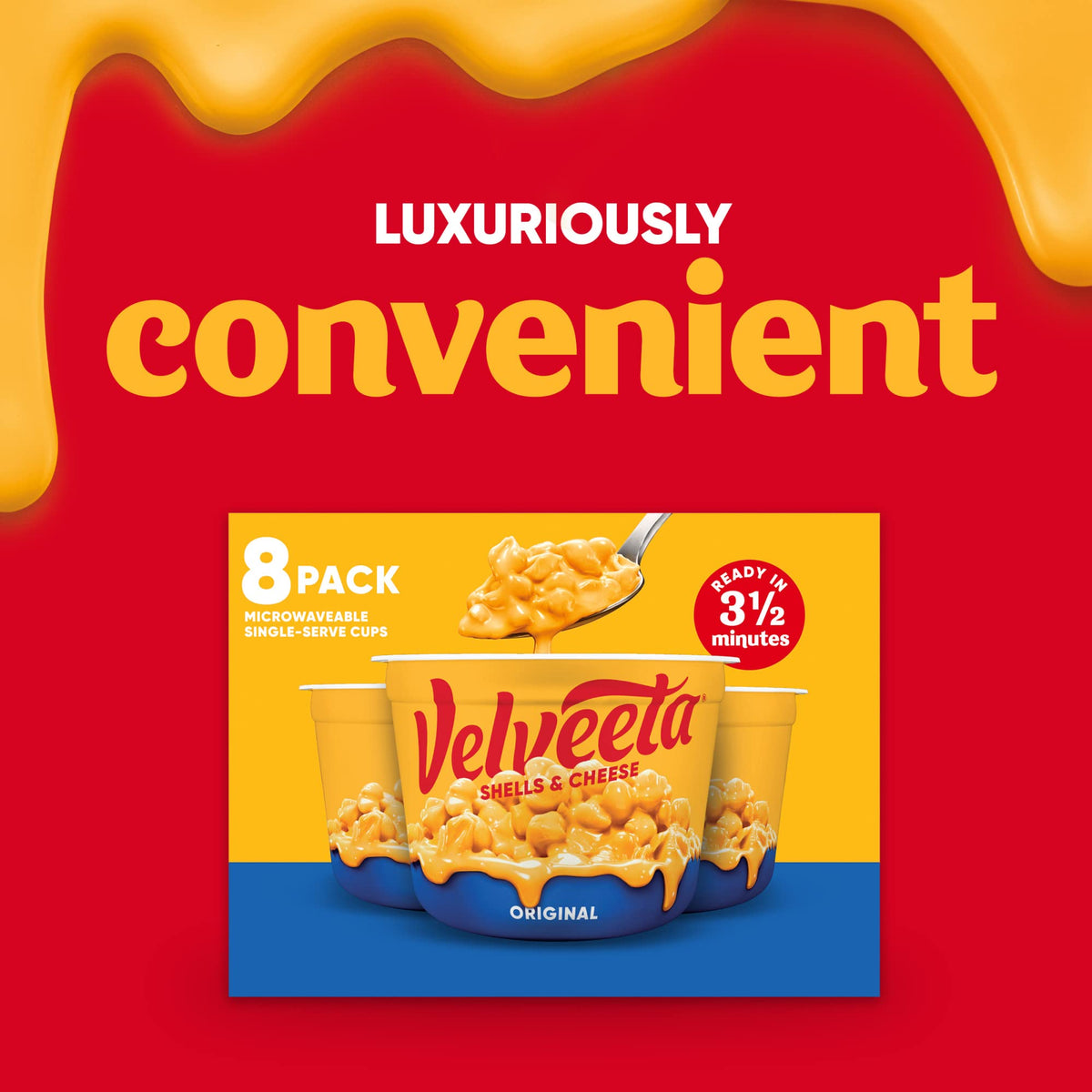 Velveeta Shells & Cheese Original Microwavable Macaroni and Cheese Cups (8 ct Pack, 2.39 oz Cups) (Pack of 2)
