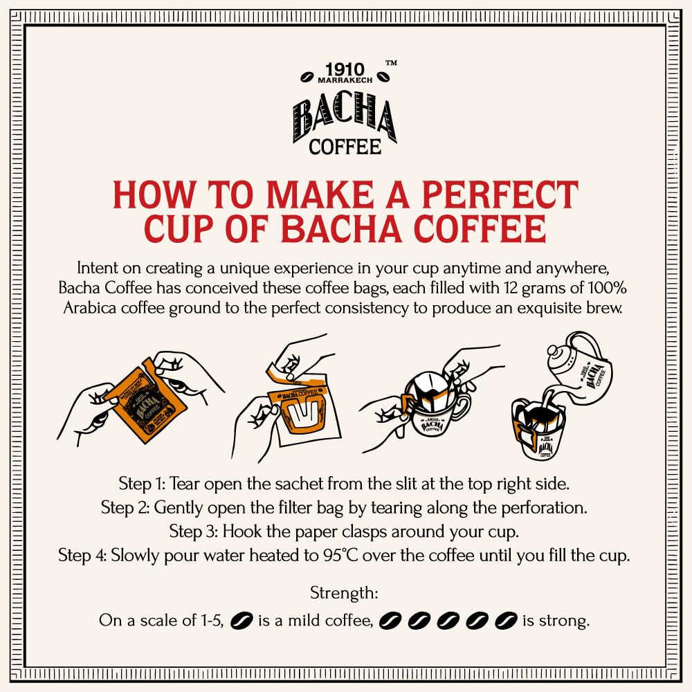Bacha Coffee | Magic Istanbul Fine Flavoured, 100% Arabica Beans, Medium Roast, X12 Individually Wrapped Single Serve Filter Bag