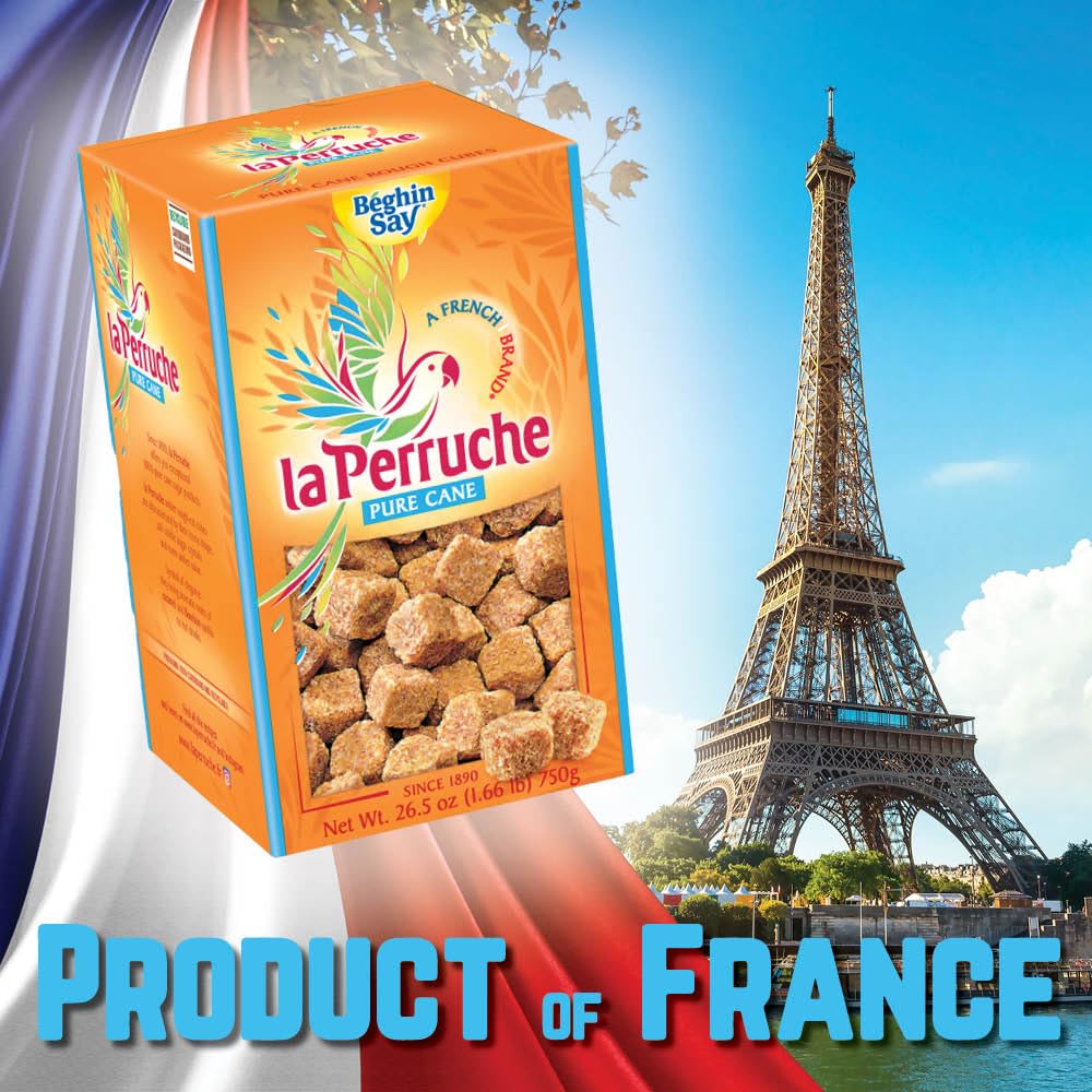 La Perruche Pure Cane Brown Sugar Cubes, 750g (26.5 oz) - Ideal for Coffee, Pack of 1