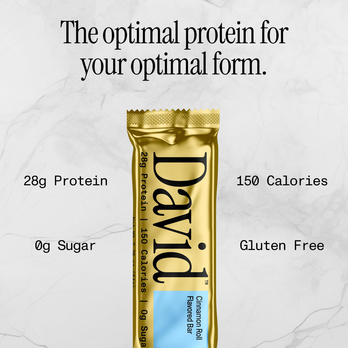 David Protein Bar  Cinnamon Roll  24 Protein Bars | 28g of Protein | 150 Calories | 0g of Sugar - High Protein  Low Carb  Gluten Free Protein Bar  Pack of 24