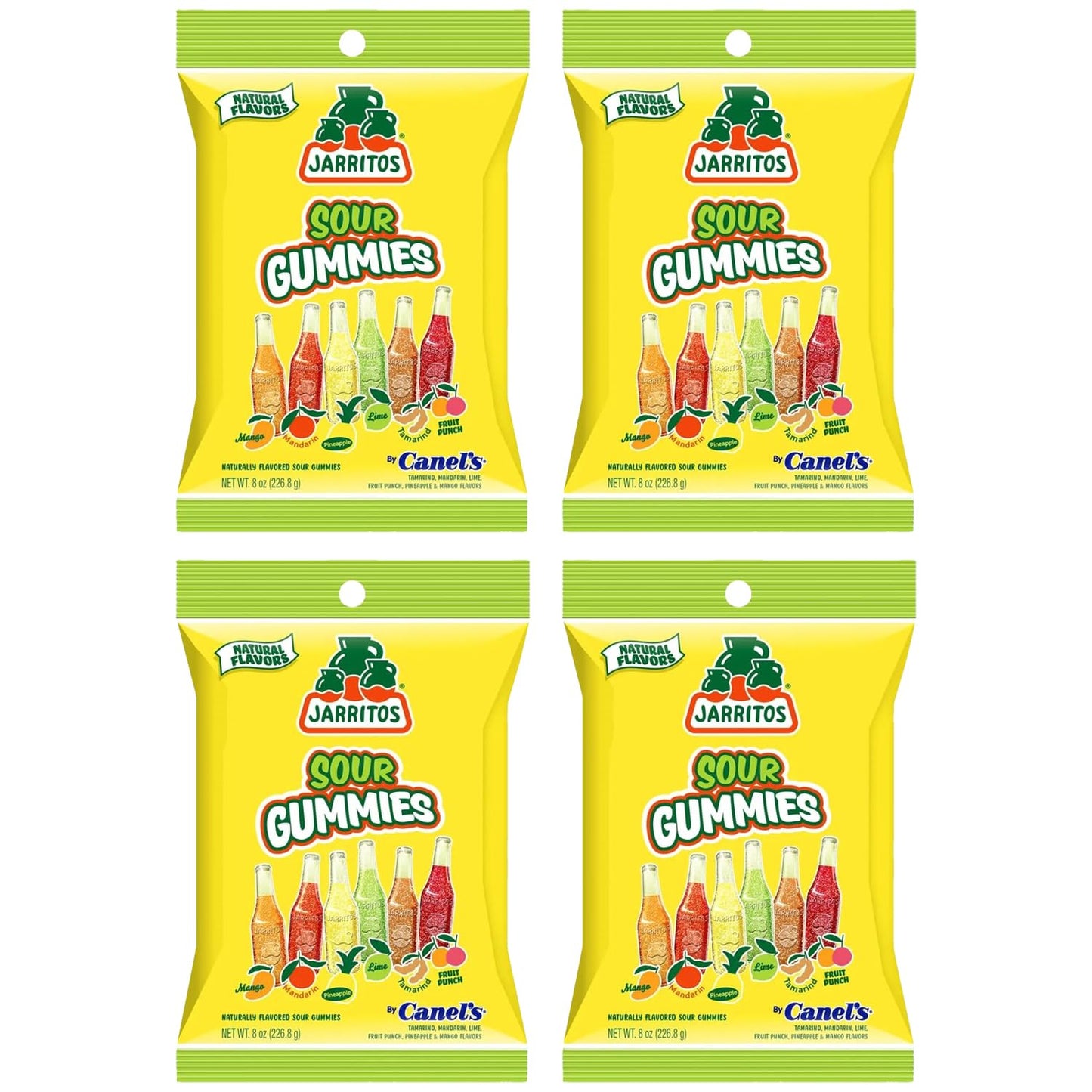 Deal Society Jarritos Sour Gummies Candy - 4 Pack, 6 Fruity Flavors, Tangy & Chewy Snack Treats, 21.8 cm