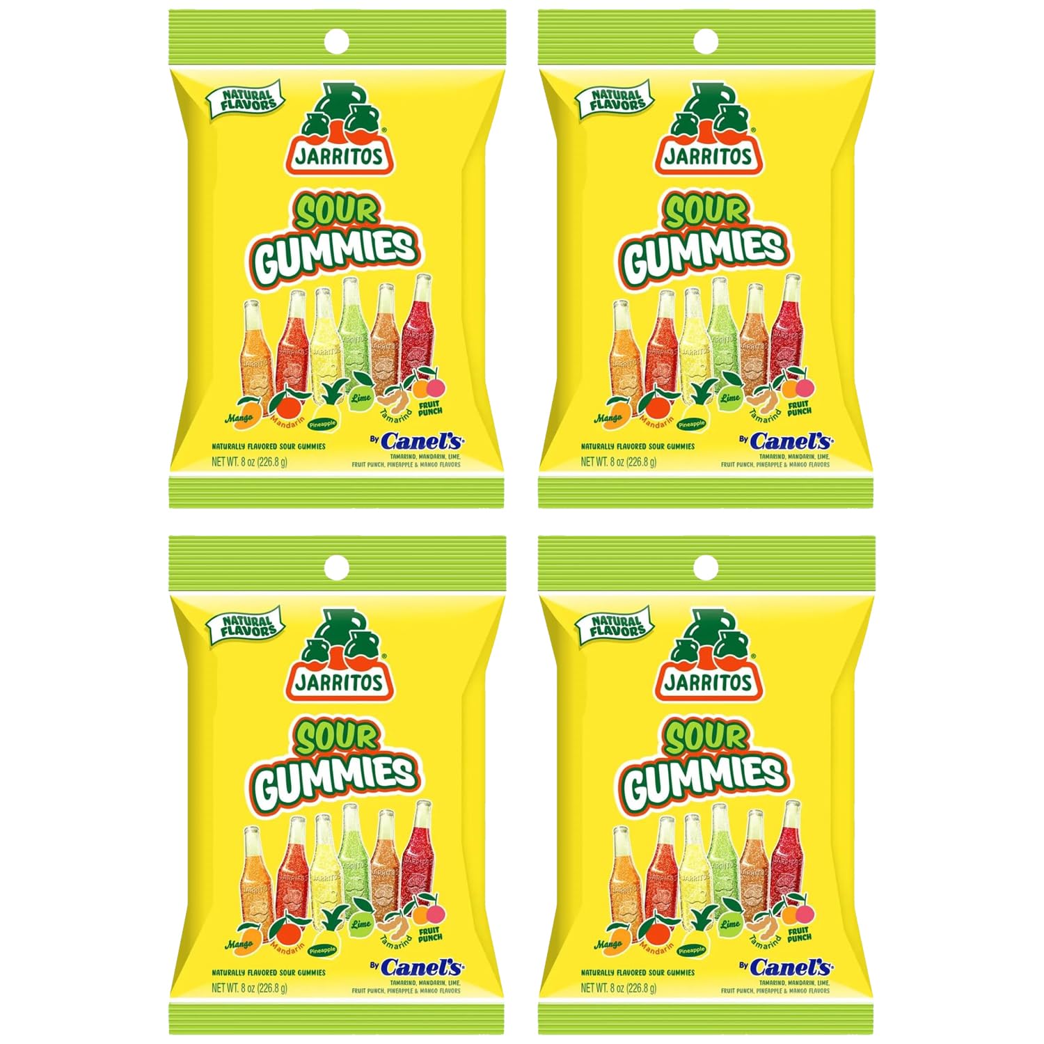 Deal Society Jarritos Sour Gummies Candy - 4 Pack, 6 Fruity Flavors, Tangy & Chewy Snack Treats, 21.8 cm
