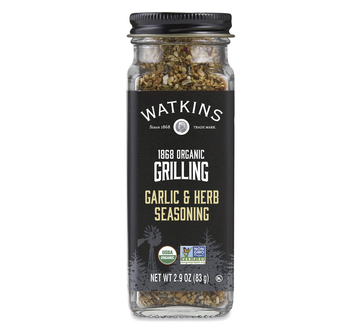 Watkins Organic Grilling Garlic & Herb Seasoning, Non-GMO, Kosher, 2.9 Oz, 1-Pack