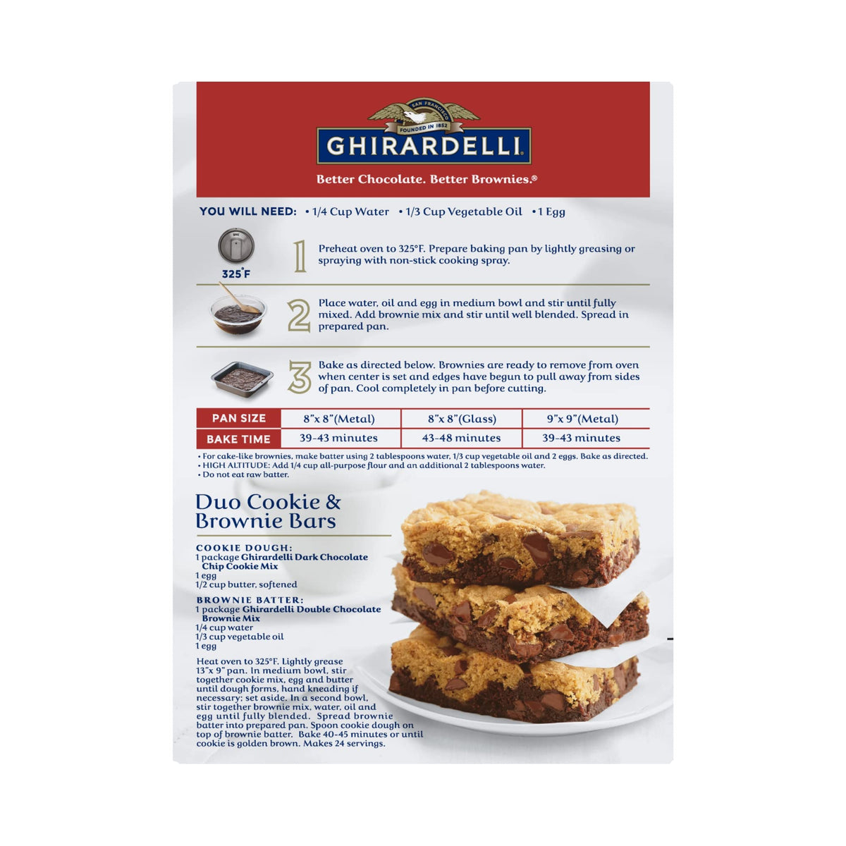 Ghirardelli Double Chocolate Brownie Mix, 18 oz Box, Premium Baking Mix