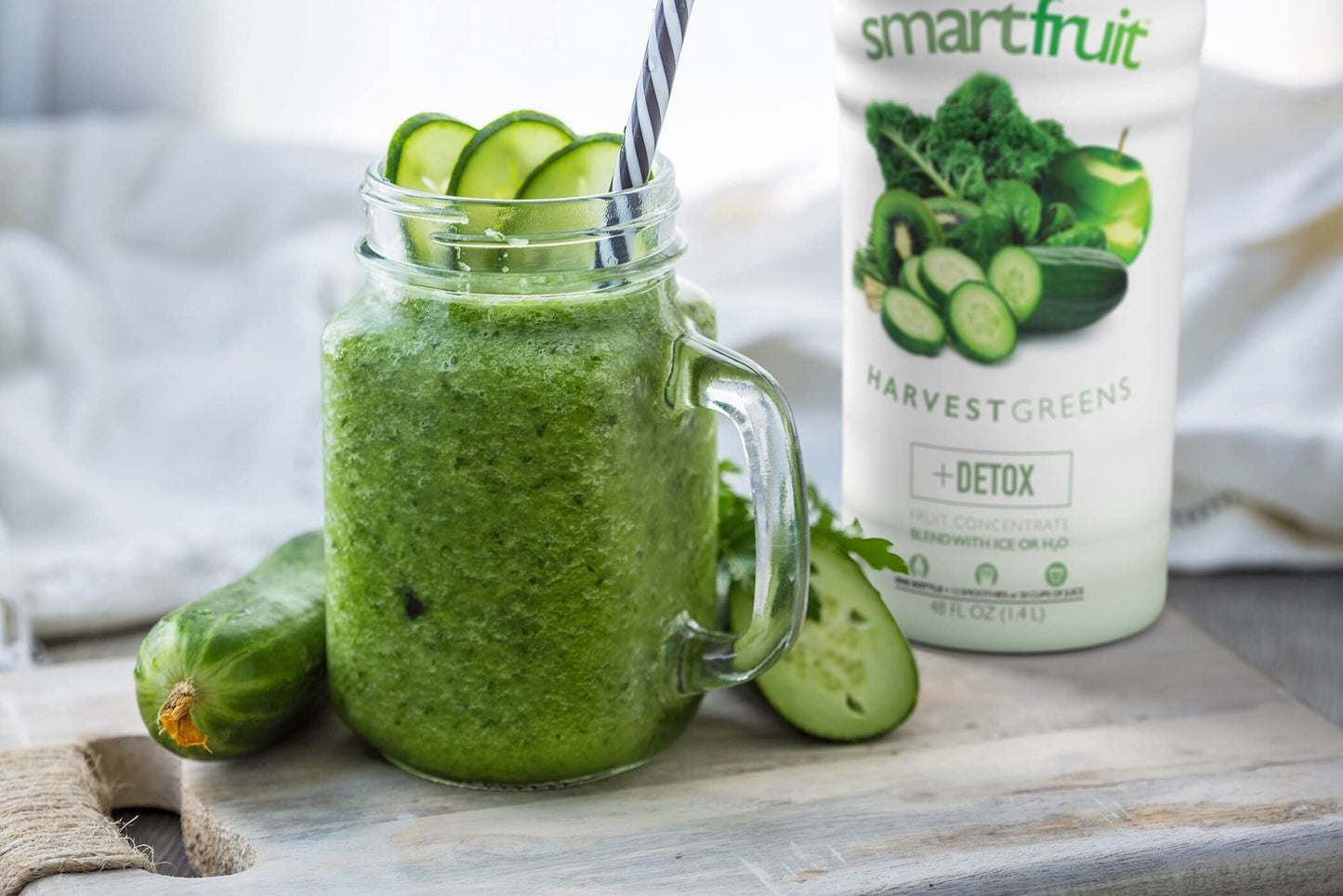 Smartfruit Harvest Greens + Detox - 100% Real Fruit Pur  e with Kiwi, Cucumber, Kale, Spinach, Lemongrass, Apple, Banana - Great