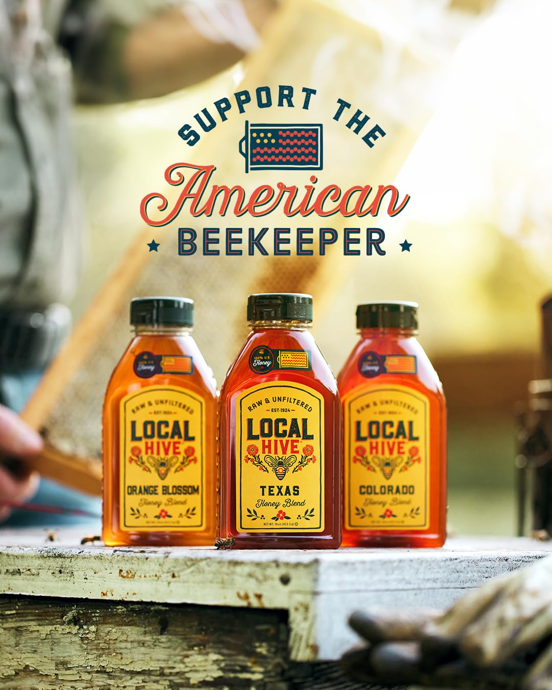 Local Hive Utah Raw Unfiltered Honey - 16 Oz, 100% Pure Us Honey, Sourced From American Bees And Beekeepers - Natural Sweetener,