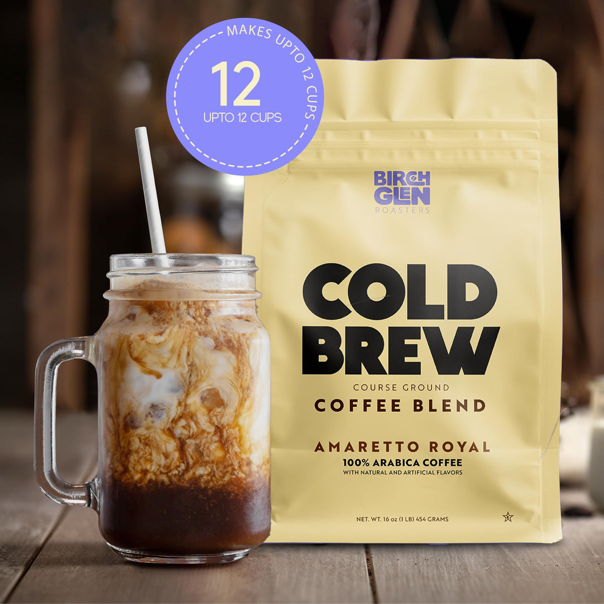 Birch Glen Roasters Cold Brew Coffee Blend, Coarse Ground, 1 lb Resealable Bag