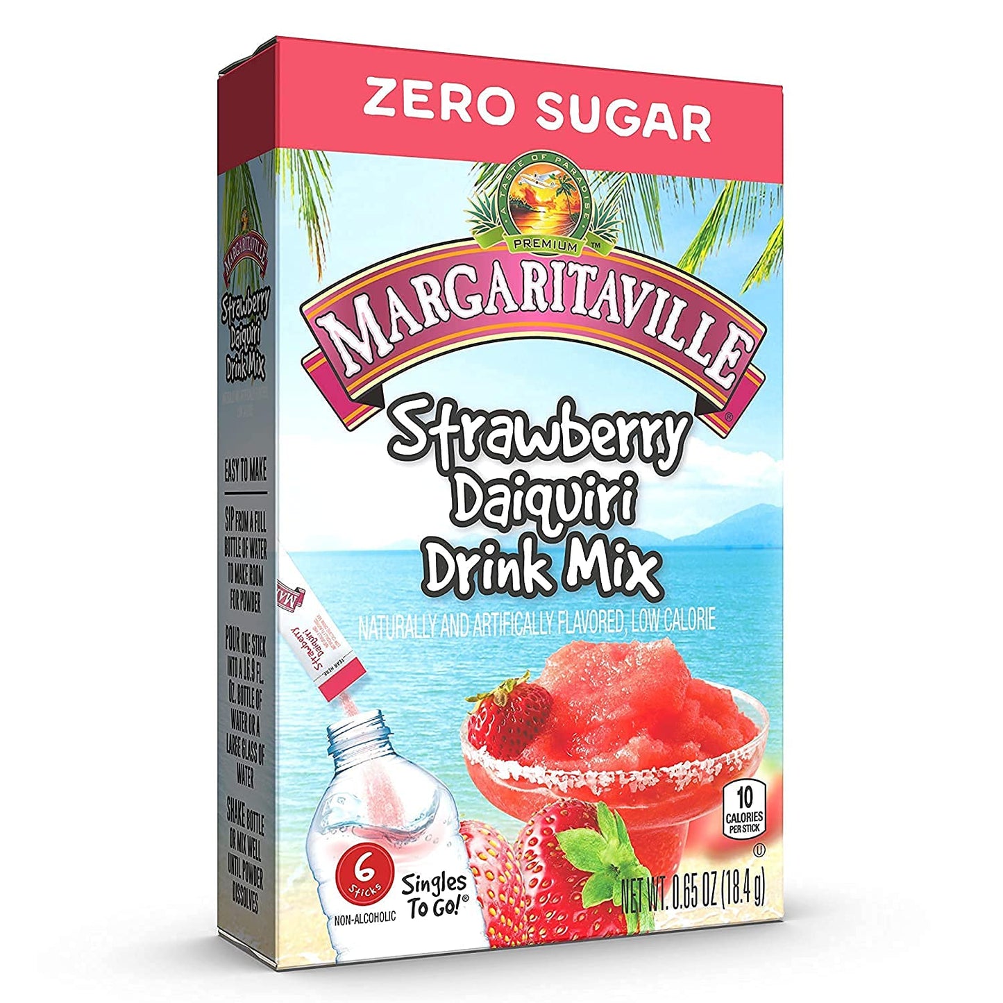 Margaritaville Singles To Go Strawberry Daiquiri Water Drink Mix - Non-  ic Powder Sticks, 36 Servings, 3.9 Ounce (Pack of 6)