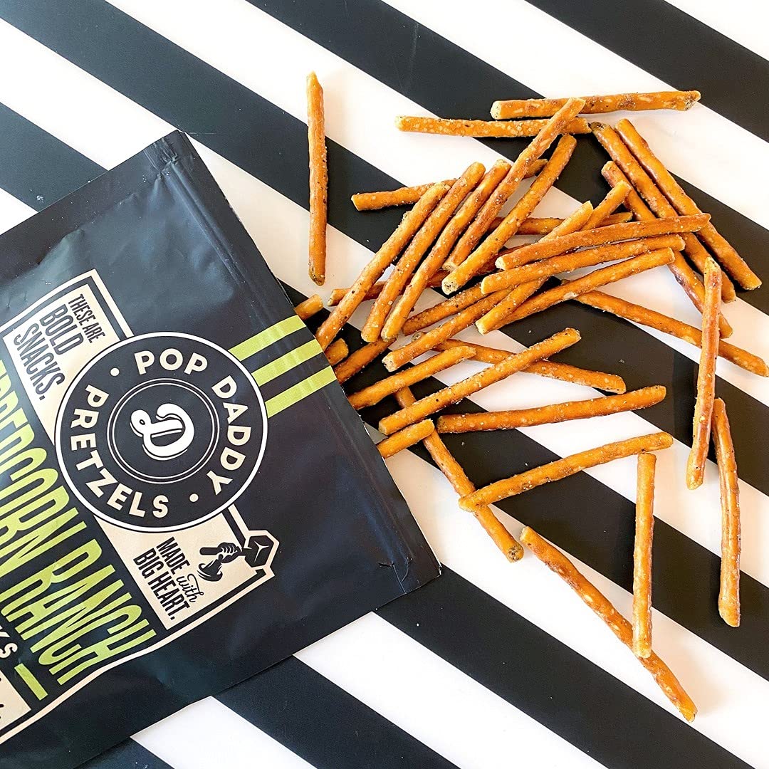 Pop Daddy Flavored Pretzels Sticks | Healthy Gourmet Pretzels Snacks | 7.5Oz Individual Bags | 3 Pack | Peppercorn Ranch