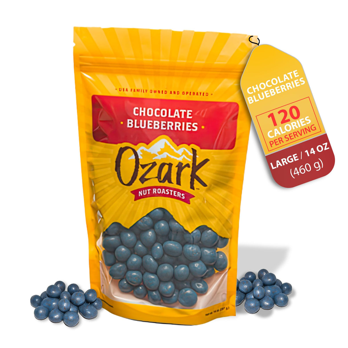OZARK NUT ROASTERS, Chocolate Coated Blueberries, Chocolate-Flavored Snack Nuts, World-Class Gourmet Candied Peanuts, Resealable