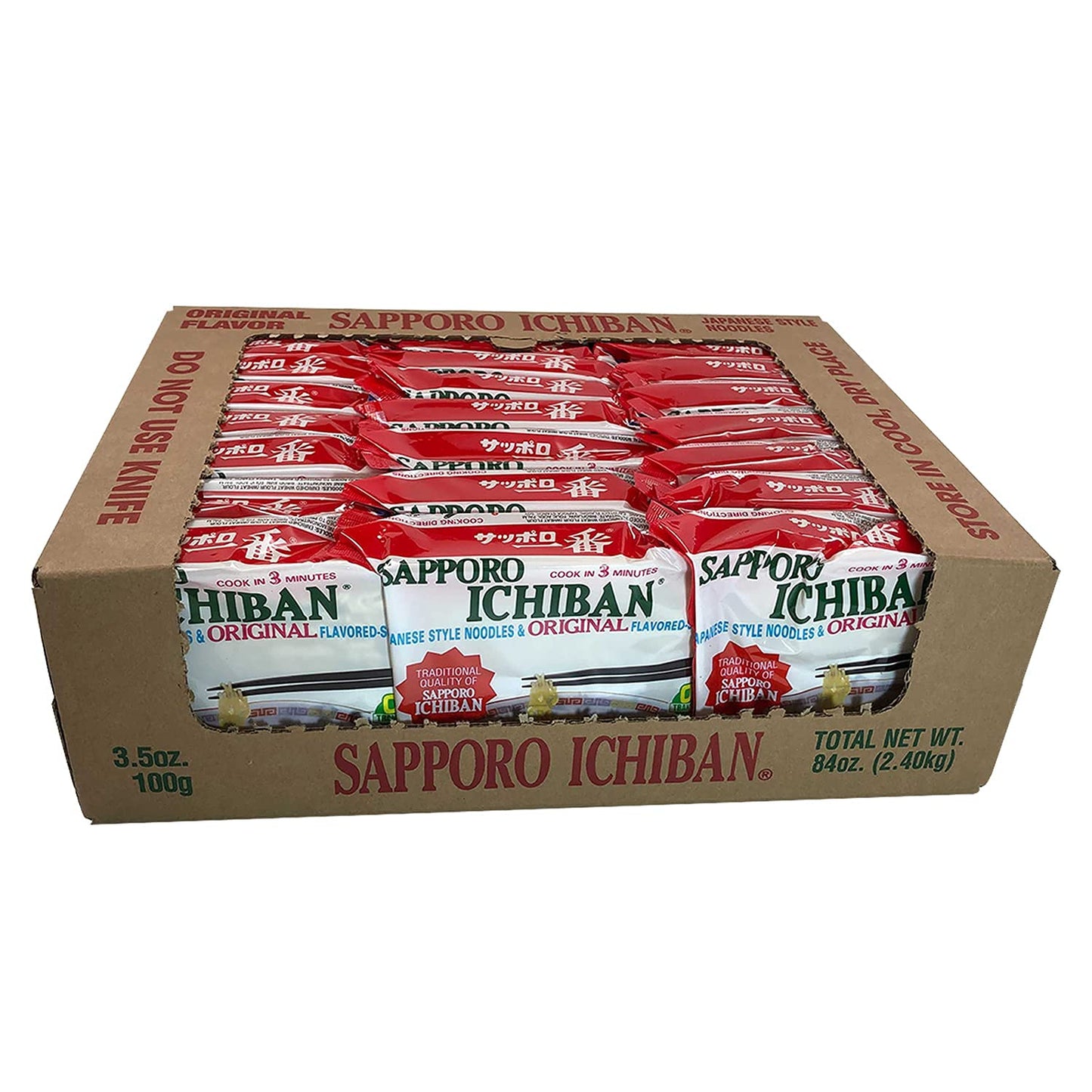 stickerless New [SAPPORO ICHIBAN] Ramen Noodles, Original Soy Sauce Flavor, No.1 Tasting Japanese Instant Noodles (3.5 Oz) (24 p