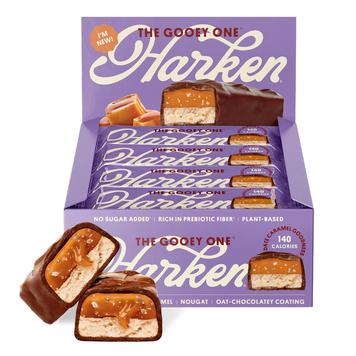 Harken Sweets - The Gooey One Candy Bar: Salted Caramel Nest, Date Caramel, And Oat Milk Chocolate - A Vegan, No Sugar Added, Pr