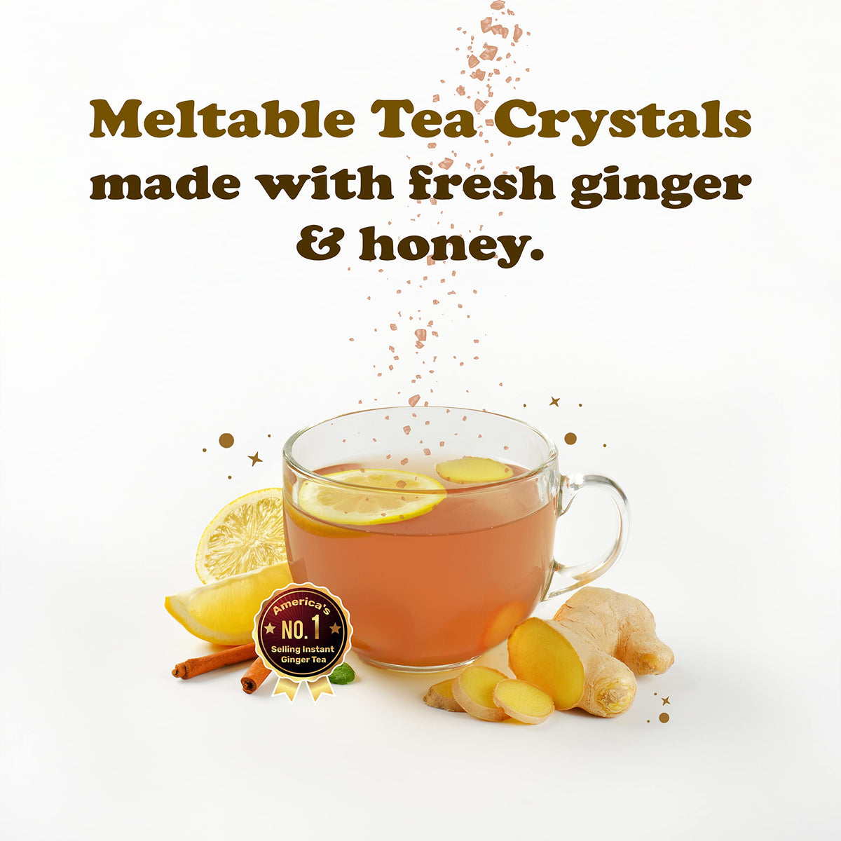 Pocas Honey Ginger Instant Tea Powder, Mint Flavor, Real Ginger Extract & Honey, Caffeine-Free Tea, 20 Packets