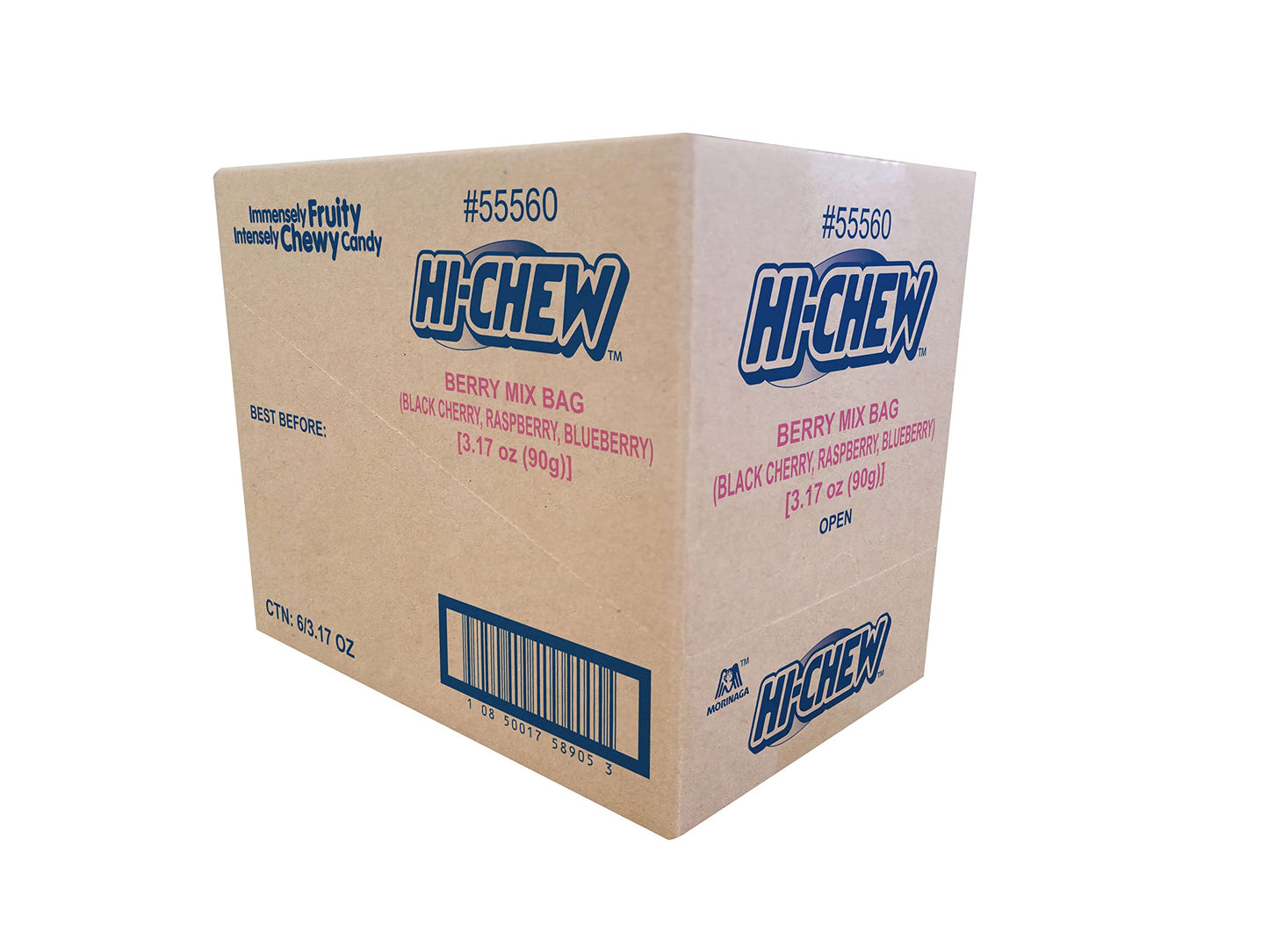 Hi-Chew Berry Mix, Pack Of 6 Bags, 3.17Oz Each | Blackberry Cherry Raspberry | Unique Fun Soft & Chewy Taffy Candy | Immensely Juicy Fruit Flavors | Individually Wrapped For Sharing