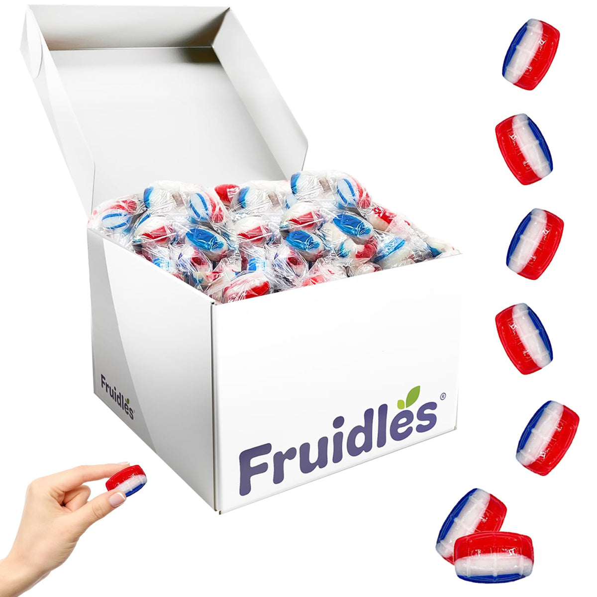 Patriotic Striped Cherry Barrels, USA Patriotic Red, White & Blue, Hard Candy Treats, Kosher Certified, Individually Wrapped (10