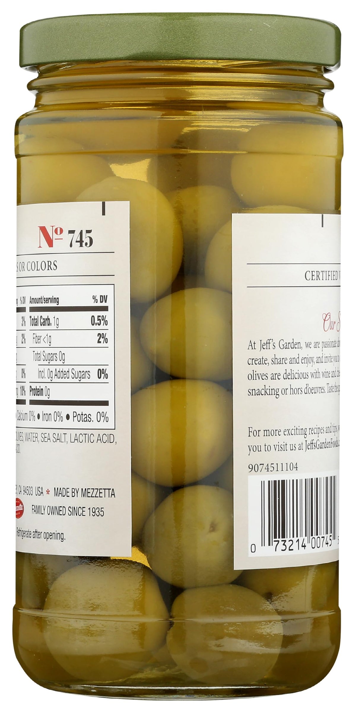 Jeffs Naturals Whole Castelvetrano Olives, 7.5 oz