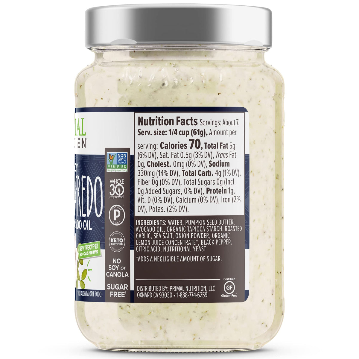 Primal Kitchen No-Dairy Alfredo Pasta Sauce 2-Pack, No Added Sugar, Includes 1 Alfredo Sauce & 1 Garlic Alfredo Sauce