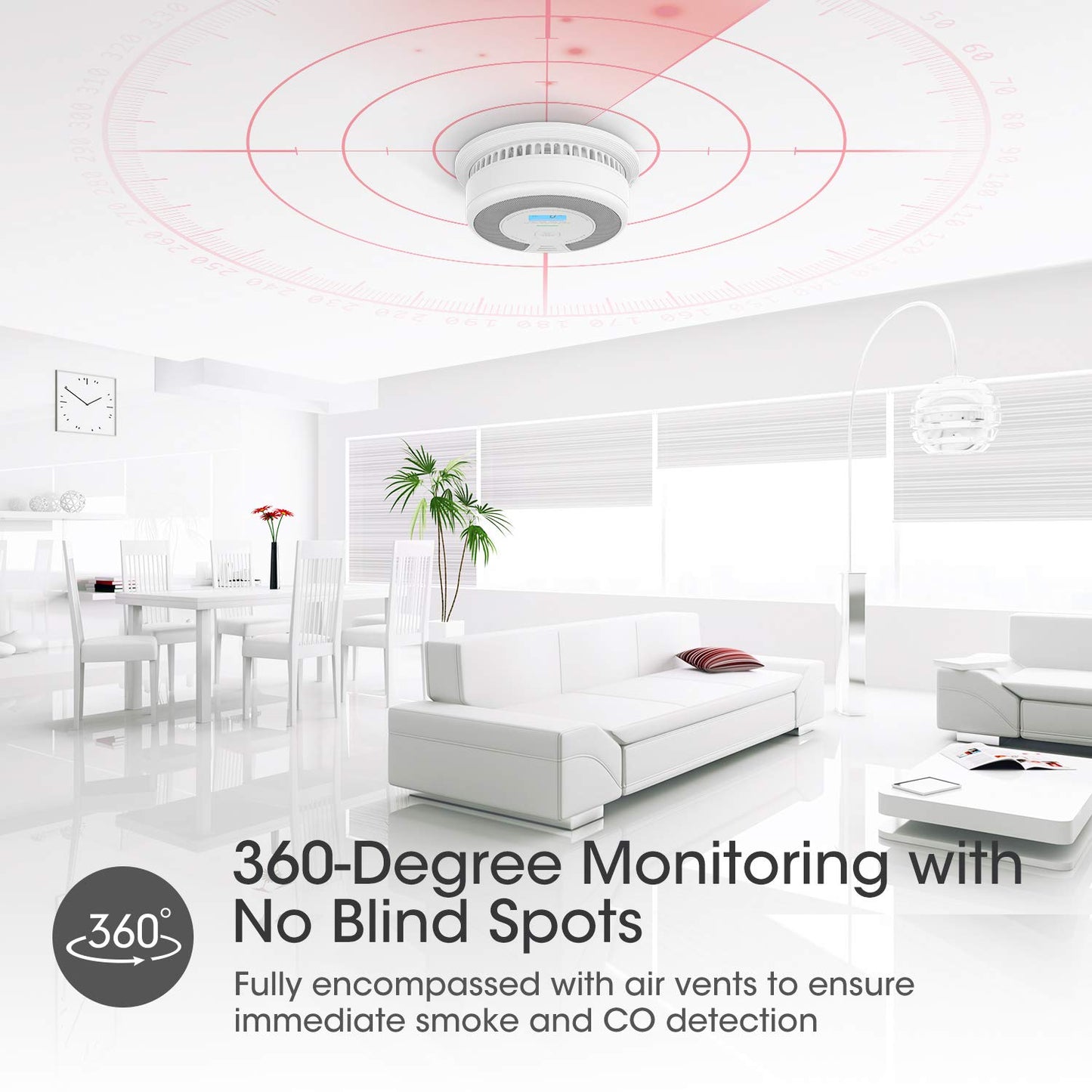 X-Sense 10-Year Battery Combination Smoke Carbon Monoxide Alarm Detector With Large Lcd Display, Standalone Model, 3-Pack