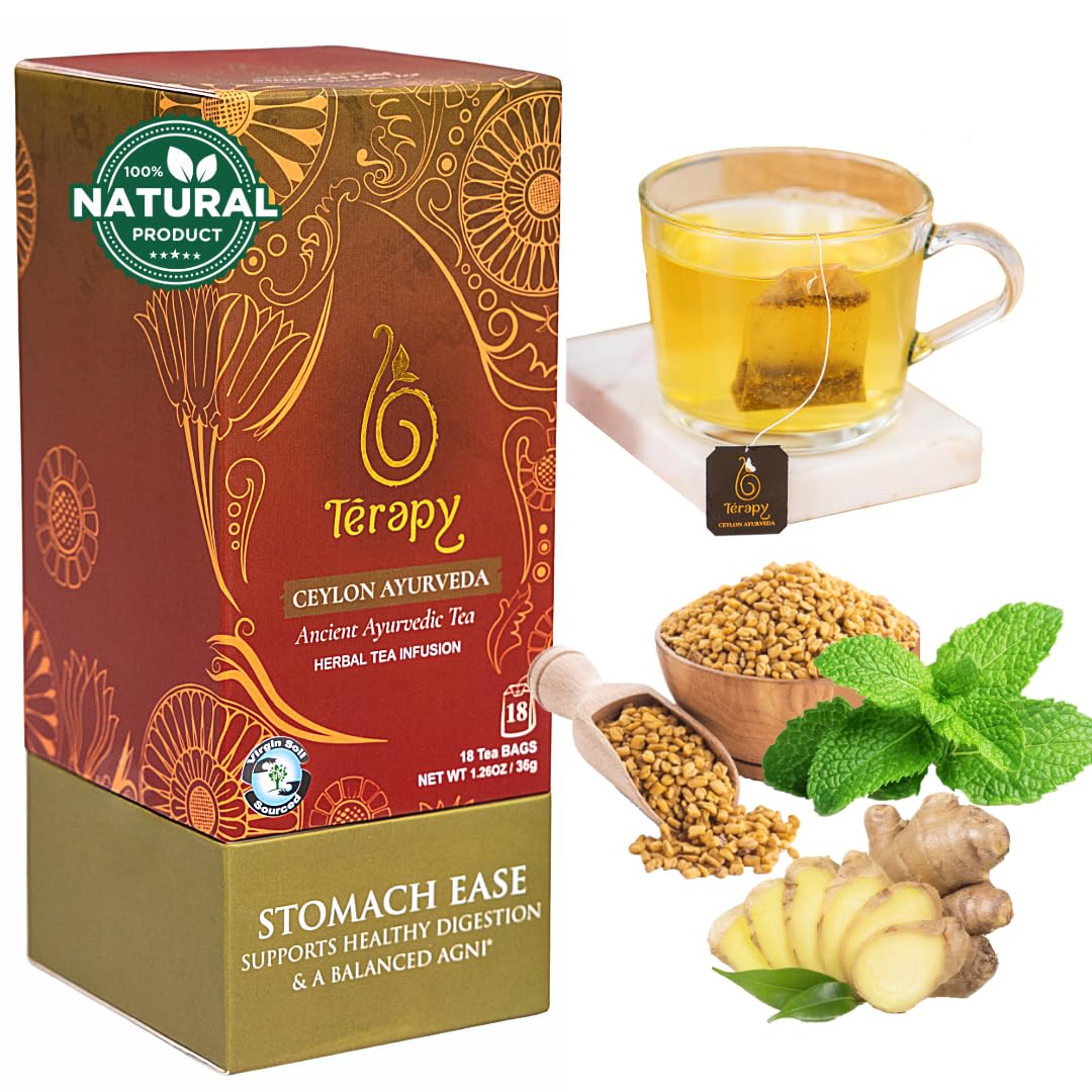 T  rapy Ceylon Stomach Ease Herbal Tea Bags | Soothes Stomach & Supports Healthy Digestion | All Natural Ayurvedic Ingredients I