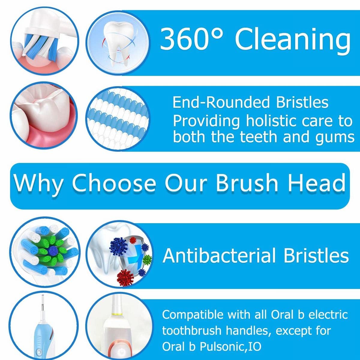 Replacement Brush Heads Fit For Braun Oral B, Compatible With Oral-B Pro 1000/2000/3000/5000/6000 Smart And Genius Electric Toot