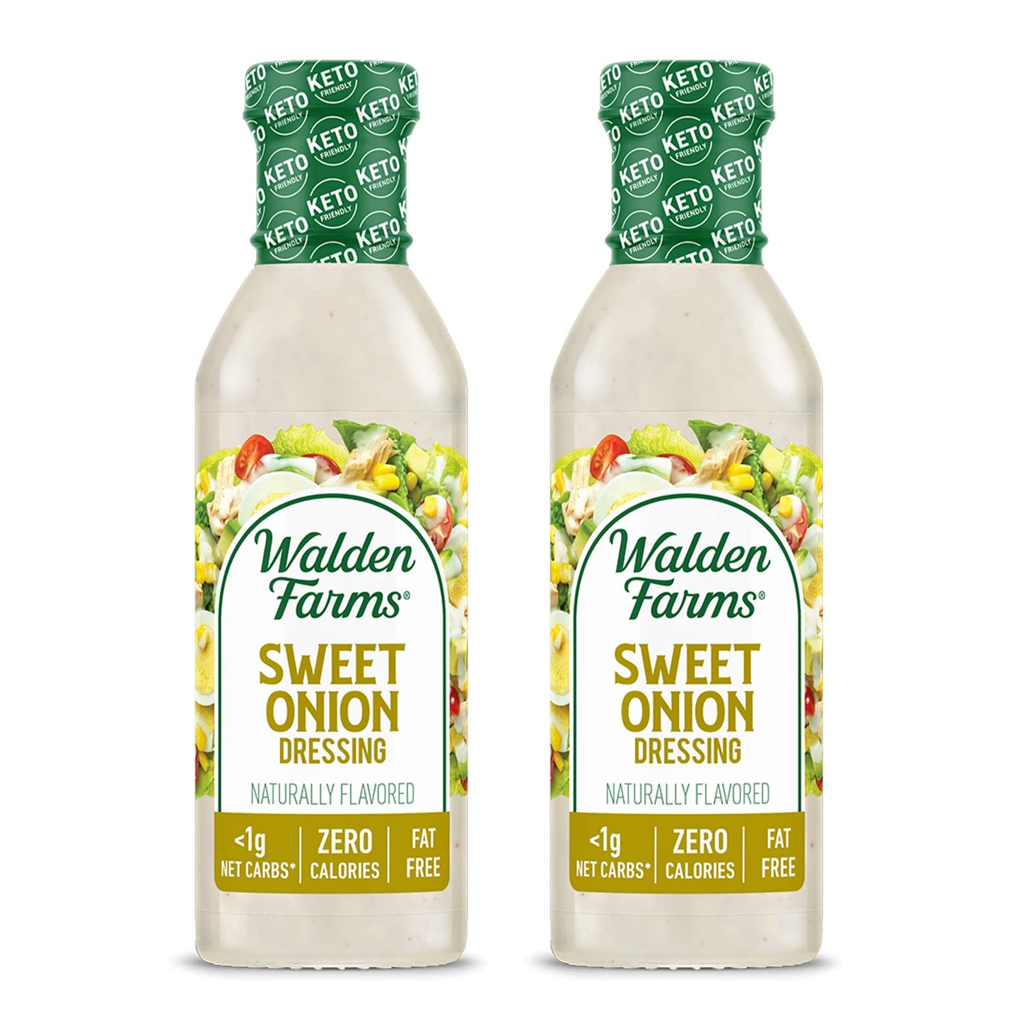 Walden Farms Sweet Onion Dressing - Calorie-Free, Gluten-Free, Low Carb, Keto-Friendly, Sugar-Free, Bold Onion Flavor, (12 oz Bo