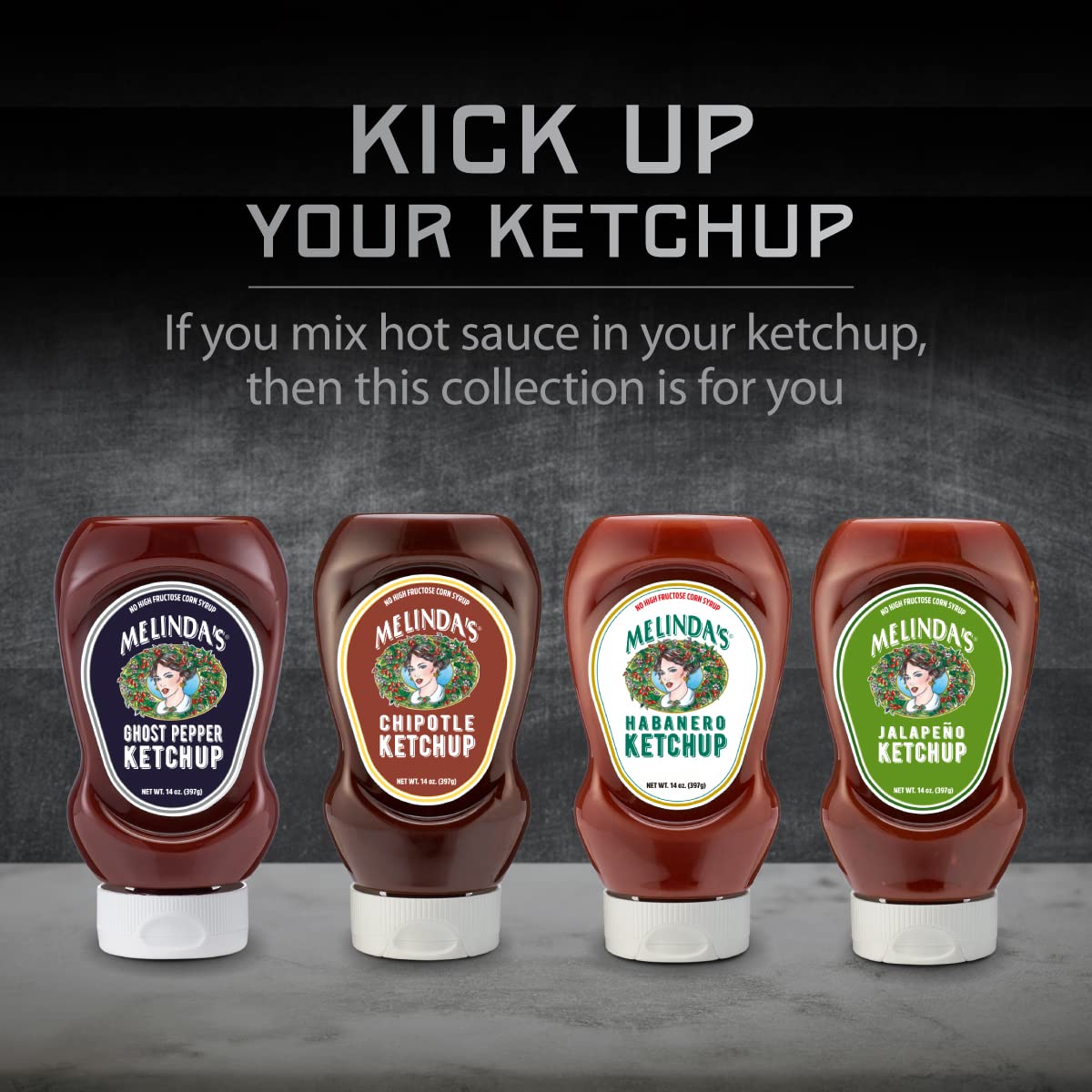 Melindas Inspired by Fire Spicy Ketchup Collection - Gourmet Variety Pack with Real Sugar, No High Fructose Corn Syrup - Include