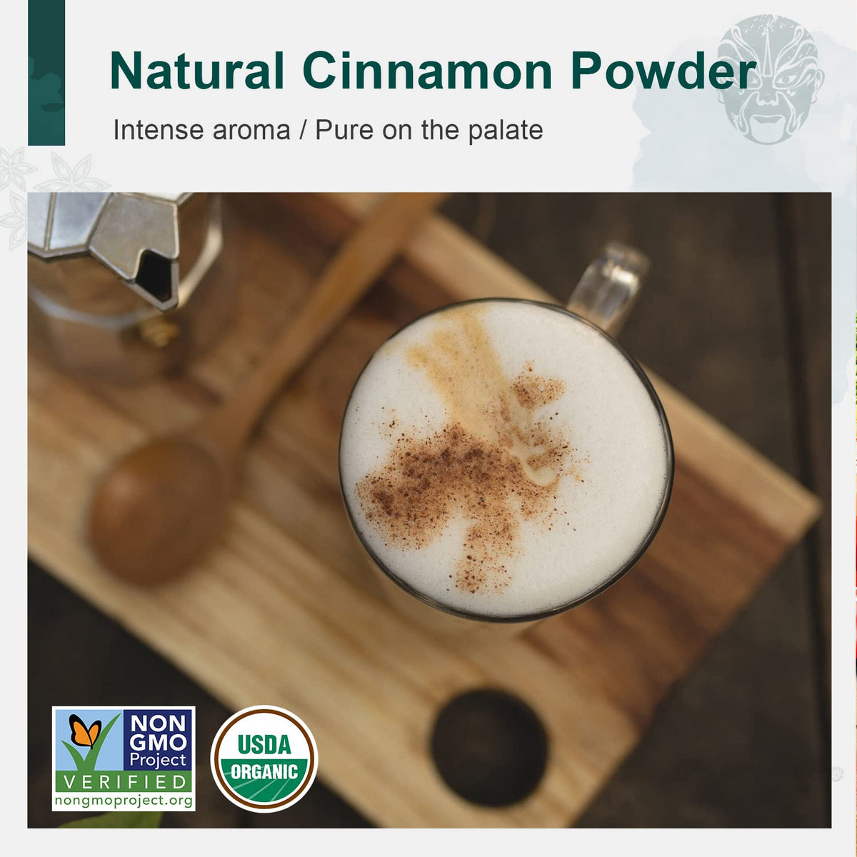 Soeos Organic Ground Cinnamon Powder, Non-GMO, Kosher Certified, 15 oz (425g), Orange