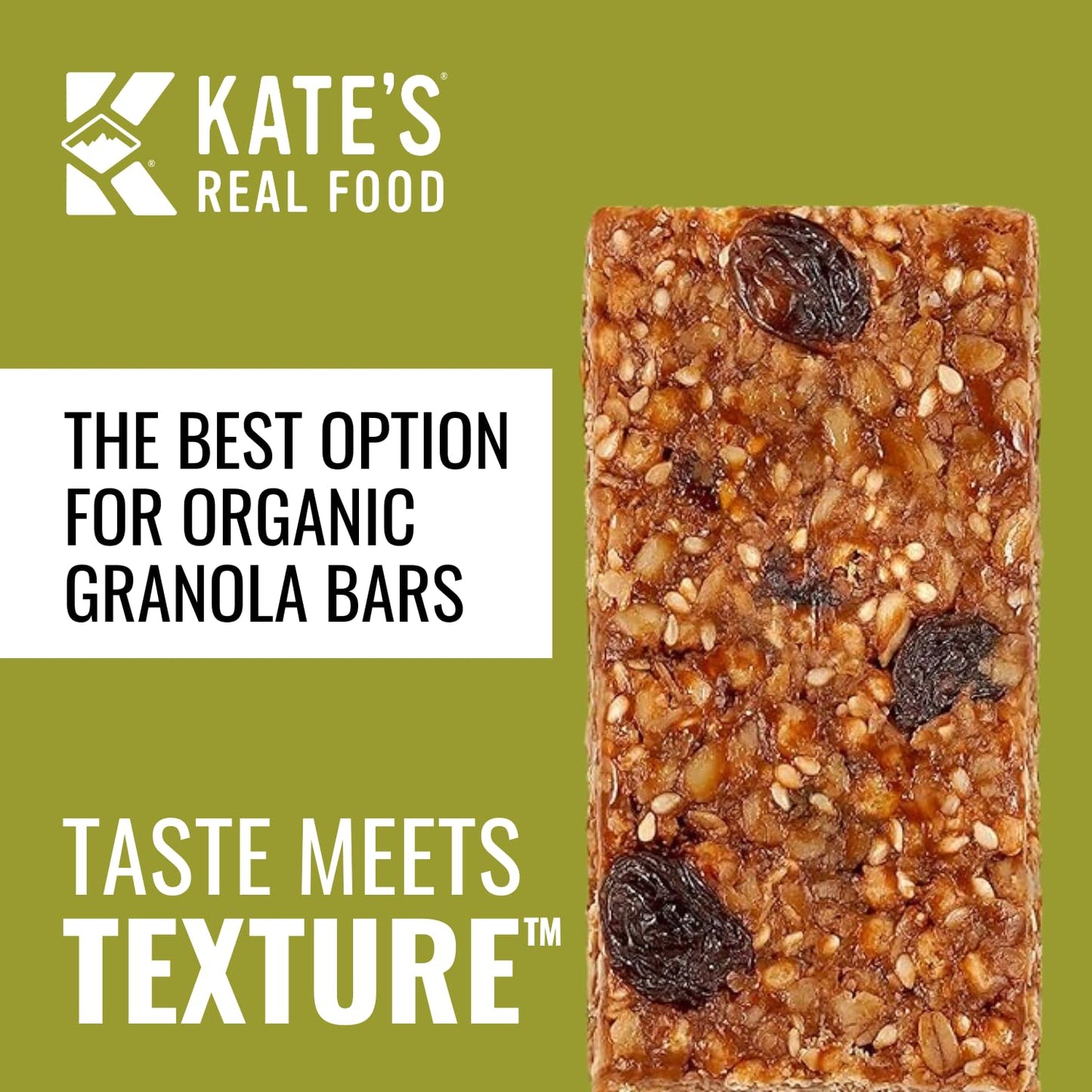 Kates Real Food Organic Energy Bars, Non-GMO, All-Natural Ingredients, Gluten-Free and Soy-Free Healthy Snack with Natural Flavo