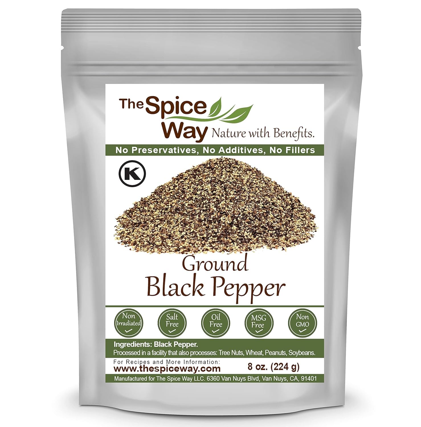 The Spice Way Ground Black Pepper - Fine Ground - 8 oz - Pantry Staple for Cooking