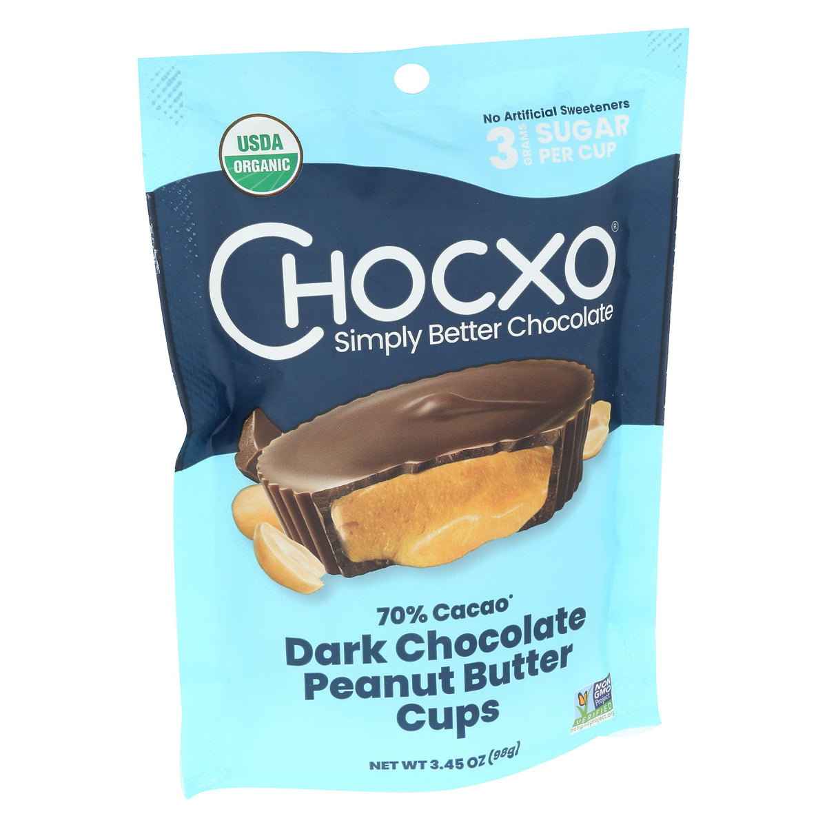 Chocxo Organic 70% Dark Chocolate Peanut Butter Cups, 3.45 Oz